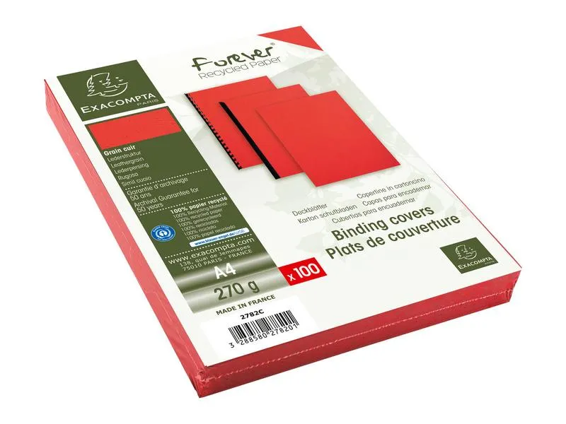 Exacompta Einbanddeckel Evercover 270 g/m², 100 Stück, Rot