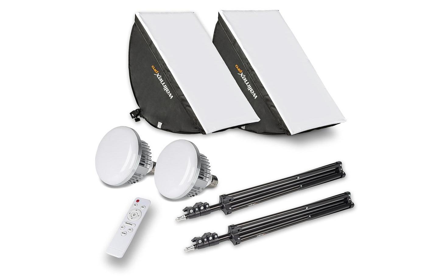 Walimex Pro Dauerlicht LED 60W Softbox 40 x 60 cm Bi Color Kit 2
