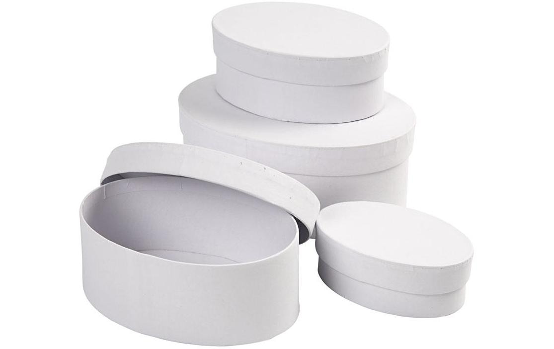 Creativ Company Papp-Schachtel oval 4 Stück, Weiss