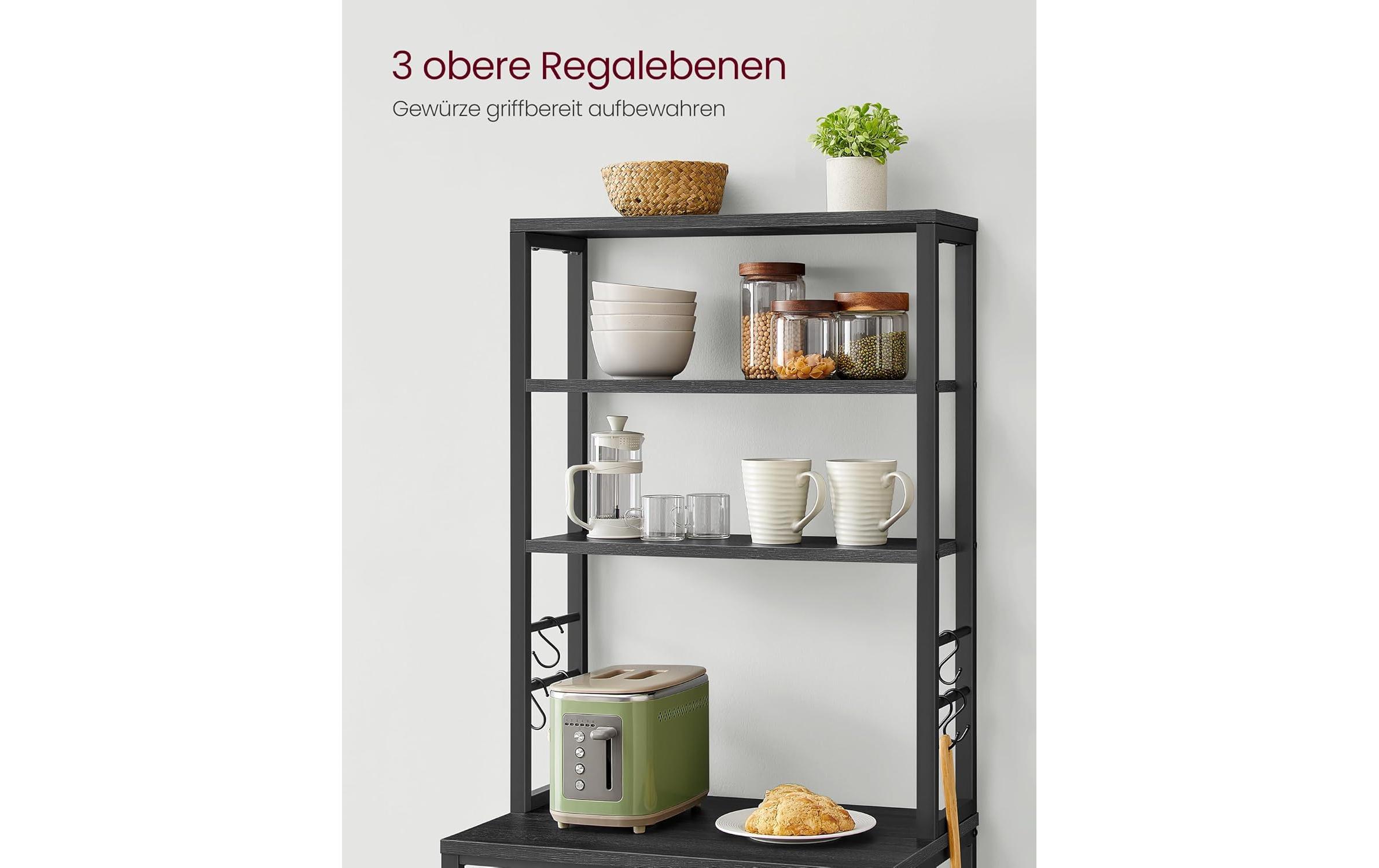 VASAGLE Küchenregal mit 6 Haken Schwarz