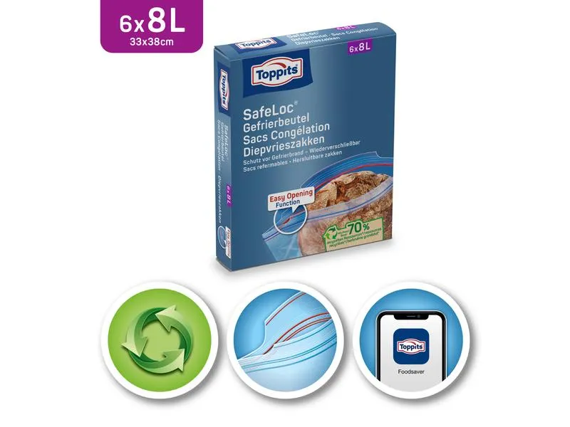 Toppits Gefrierbeutel Doppelverschluss SafeLoc, 6 Stück Toppits Gefrierbeutel Doppelverschluss SafeLoc, 6 Stück