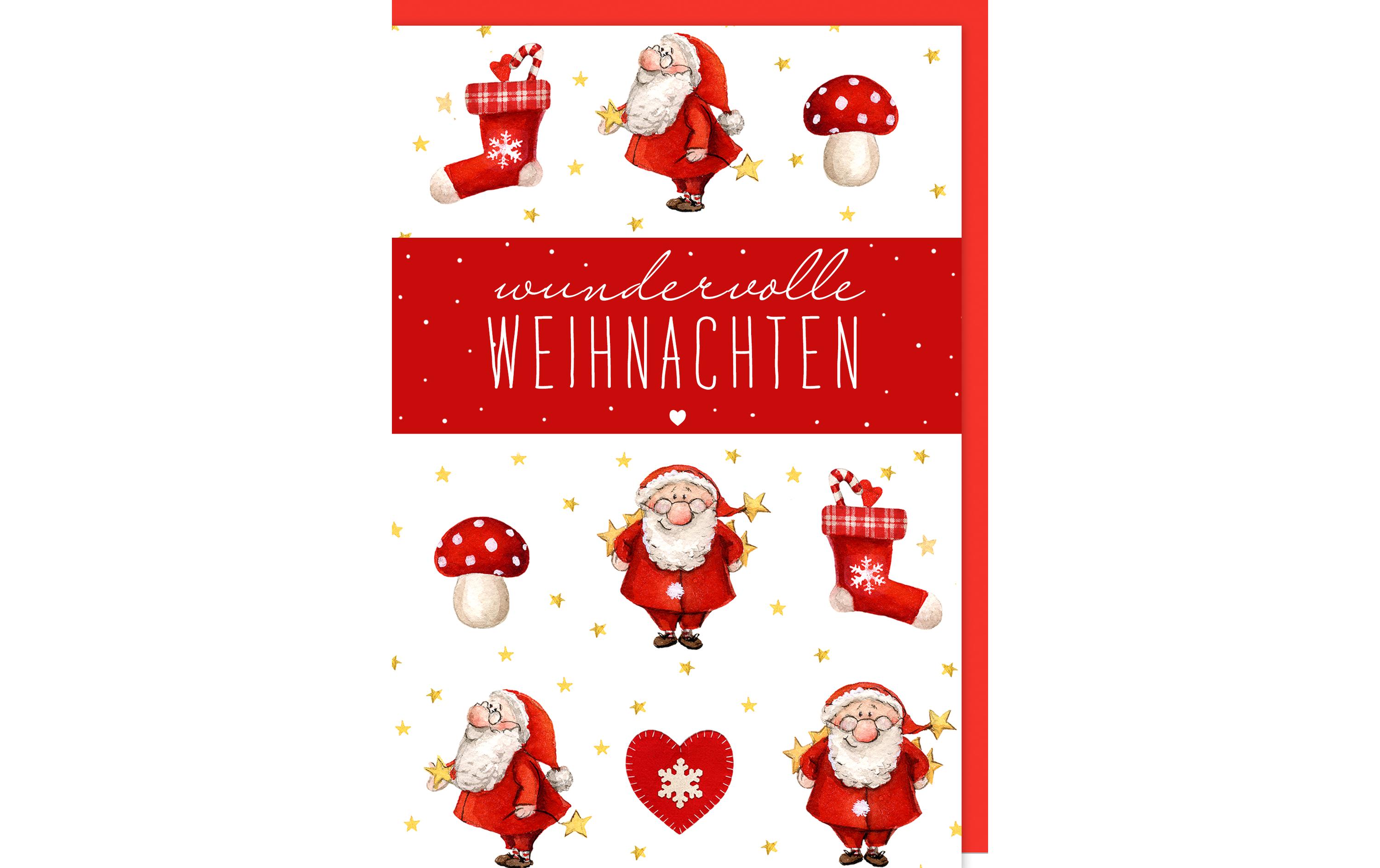 Braun + Company Weihnachtskarte, Herz/Pilz/Socken/Weihnachtsmann