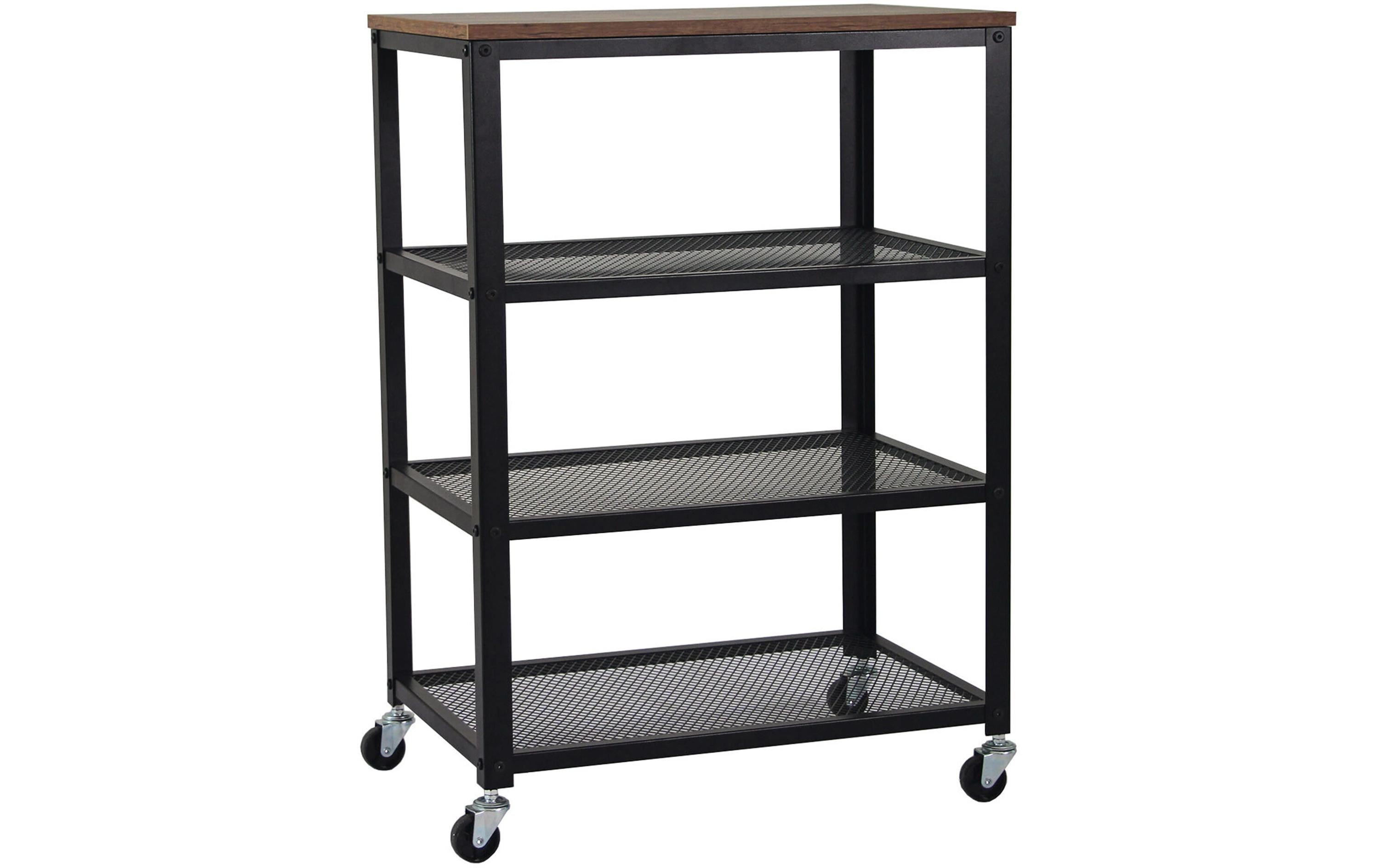 relaxdays Küchenwagen im Industrial-Design 85 x 60 x 40 cm Schwarz