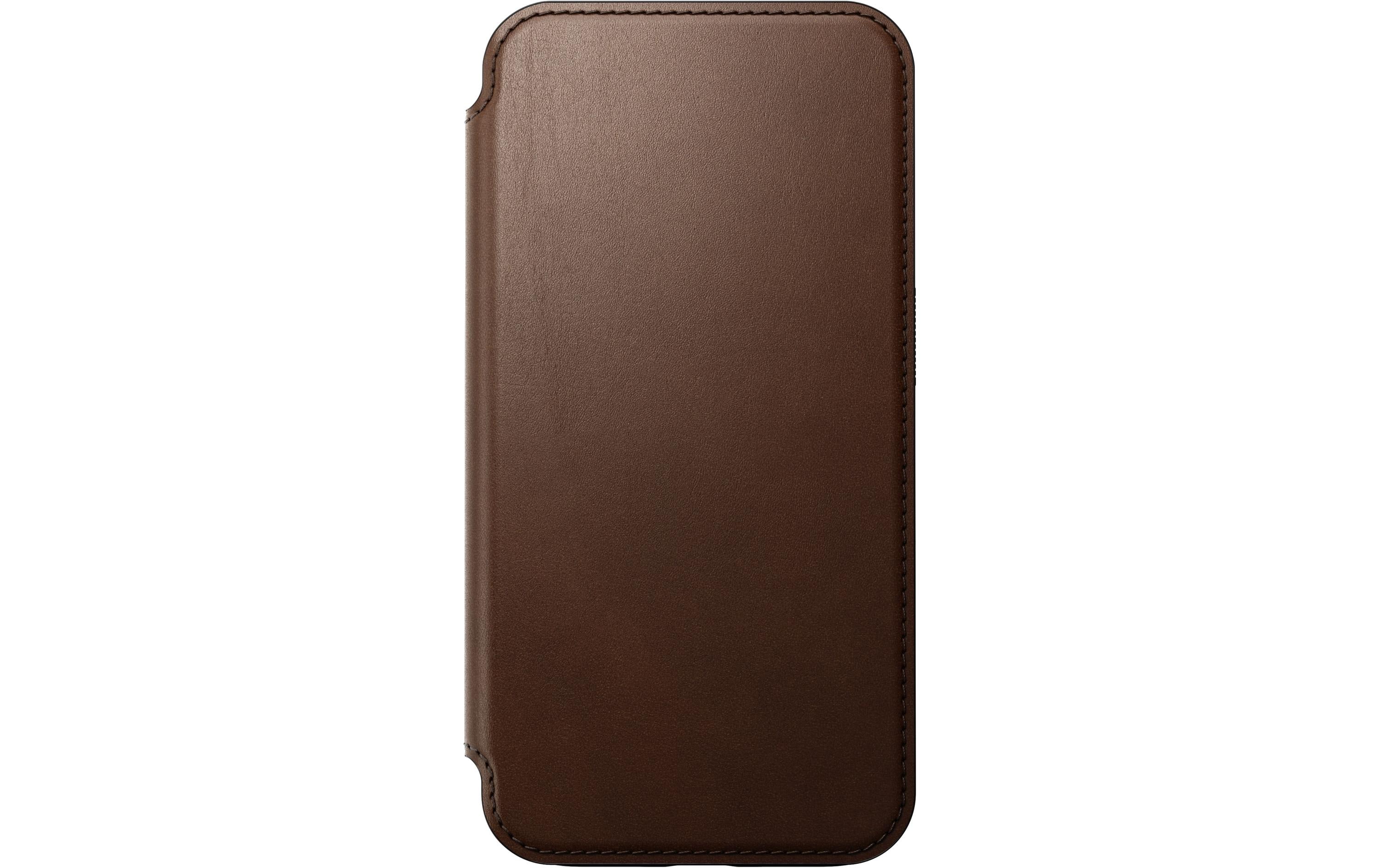 Nomad Book Cover Modern Leather Folio iPhone 15 Pro Braun