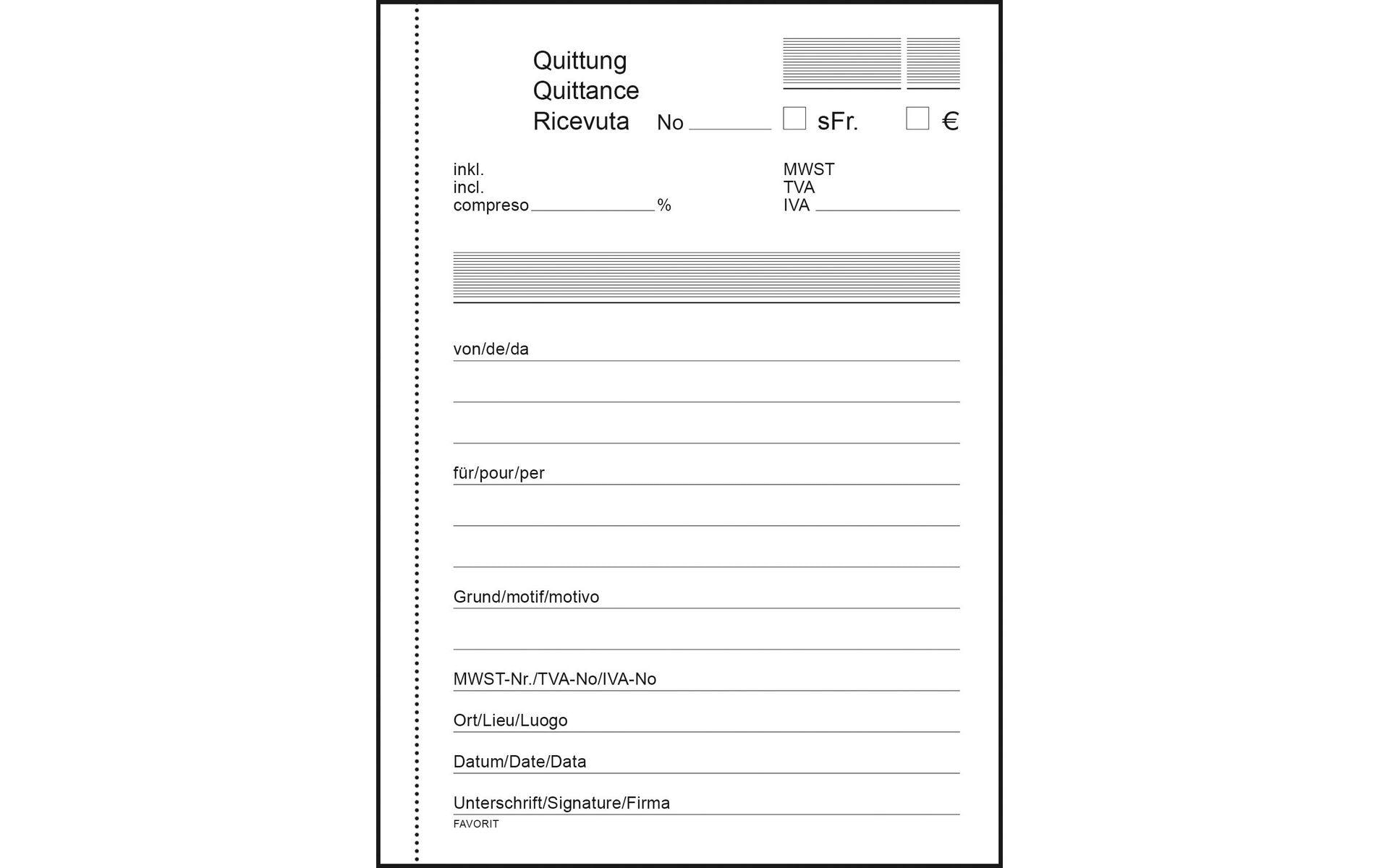 Favorit Durchschreibeblock 104 x 144 mm Quittungen Bonus, 84 Blatt