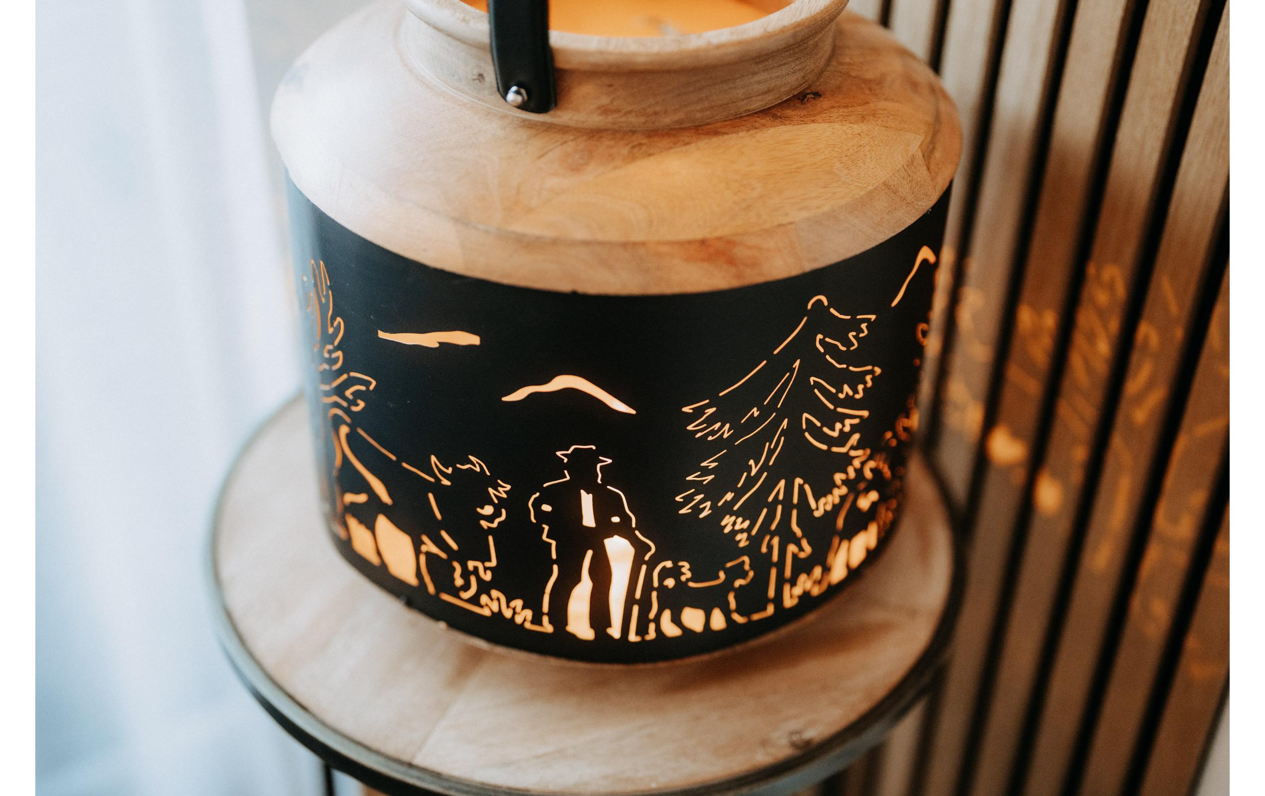 Kadastar Laterne Alpaufzug Familie 31 cm, Braun/Schwarz