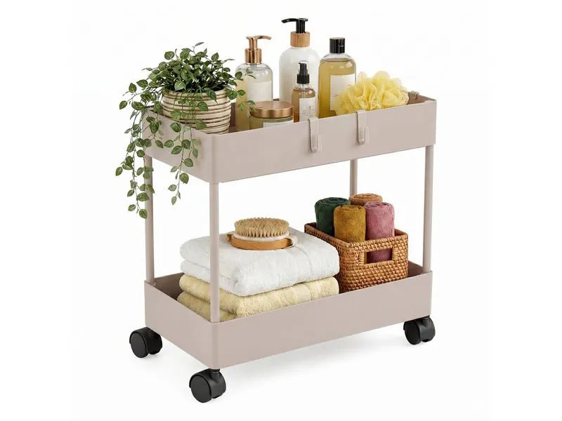 relaxdays Küchenwagen Küchenwagen 39.5 x 38 x 21.5 cm, Beige relaxdays Küchenwagen Küchenwagen 39.5 x 38 x 21.5 cm, Beige