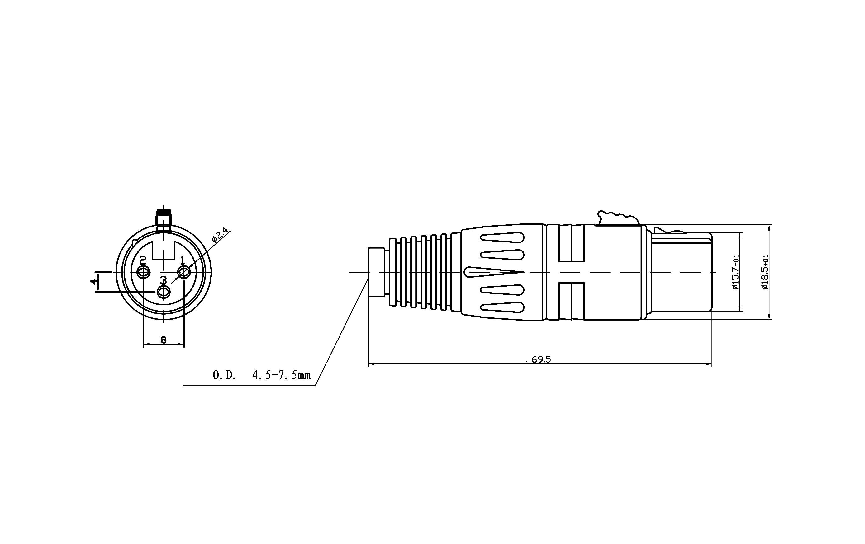 Bemero Stecker BC1001NI-F 3-Pol XLRf female Stecker Nickel