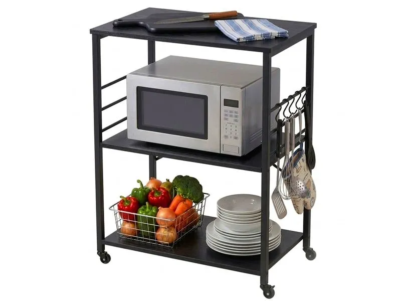 relaxdays Küchenwagen 3 Ebenen, 89 x 60 x 40 cm, Schwarz relaxdays Küchenwagen 3 Ebenen, 89 x 60 x 40 cm, Schwarz