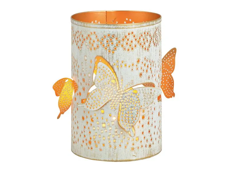G. Wurm Windlicht Schmetterling 15 cm, Weiss/Gold G. Wurm Windlicht Schmetterling 15 cm, Weiss/Gold