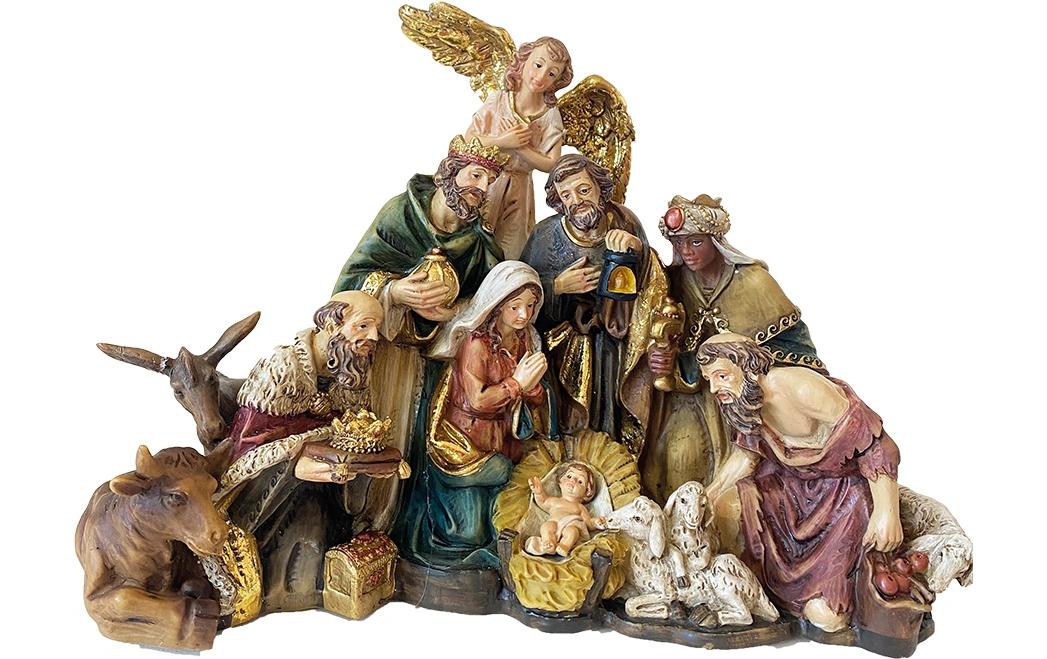 Botanic-Haus Krippenblock mit Eseln 20.2 cm,aus Polyresin