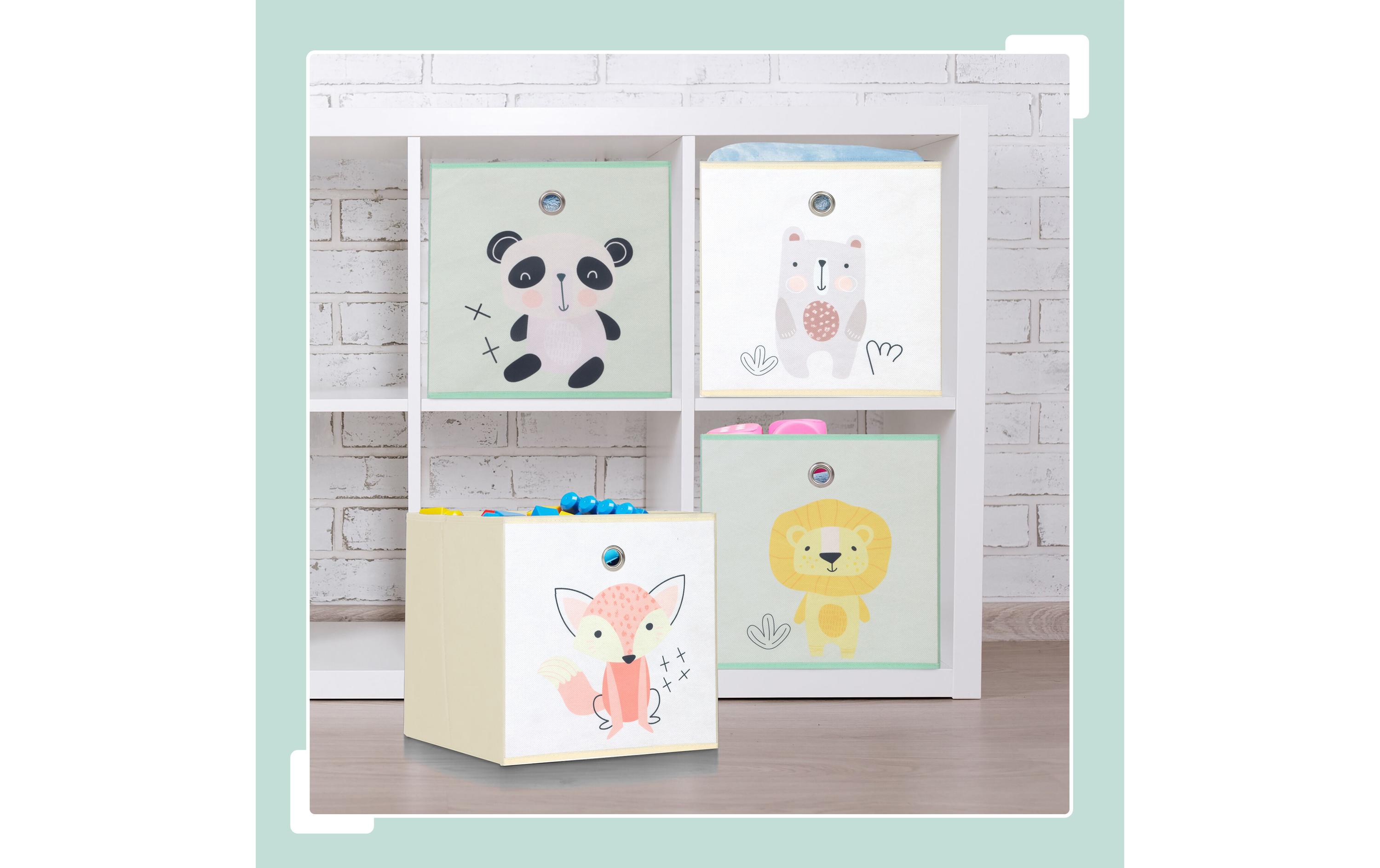 relaxdays Spielzeugbox Tiere 4 Stück