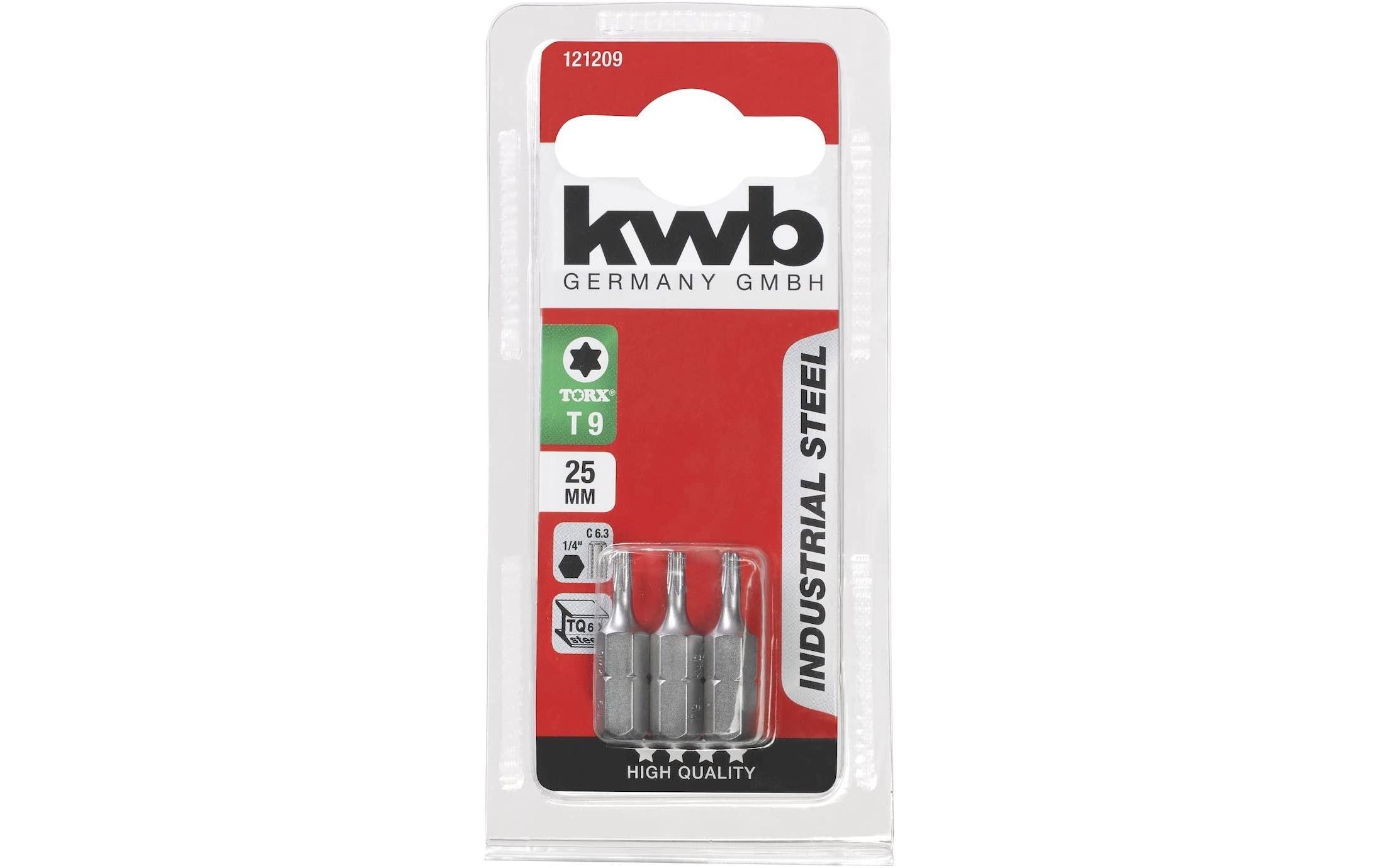 kwb Bit-Set Industrial Steel Bits 1/4 Torx T9 3-Stück