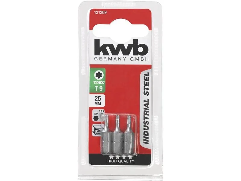kwb Bit-Set Industrial Steel Bits 1/4 Torx T9 3-Stück kwb Bit-Set Industrial Steel Bits 1/4 Torx T9 3-Stück