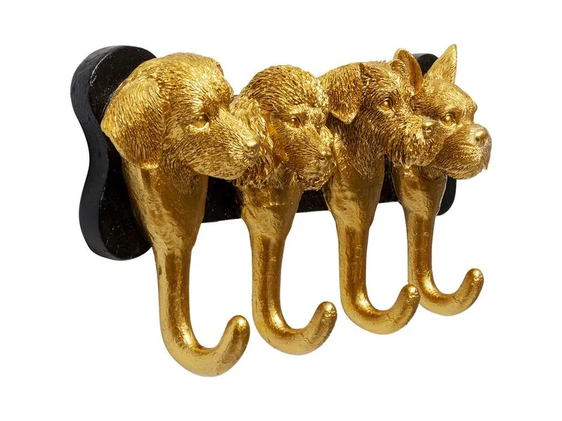 Kare Wandgarderobe Dog Family 30.5 cm x 15.5 cm, Gold/Schwarz Kare Wandgarderobe Dog Family 30.5 cm x 15.5 cm, Gold/Schwarz
