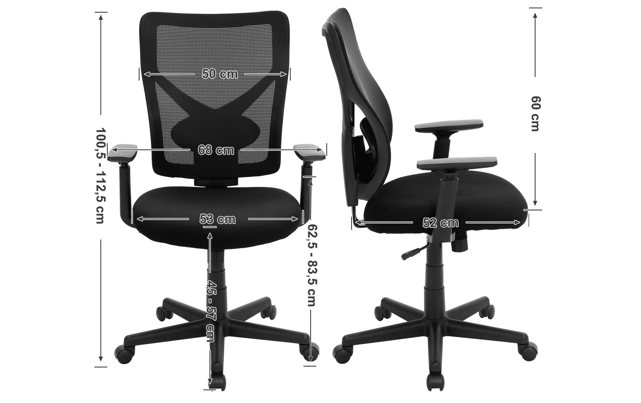 Songmics Bürostuhl mit Netzrücken und Armlehnen, Schwarz Songmics Bürostuhl mit Netzrücken und Armlehnen, Schwarz