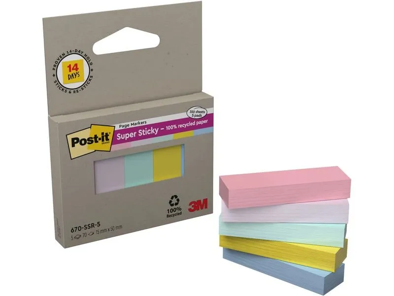 Post-it 3M Index Super Sticky Recycling Mehrfarbig, 5 Stück Post-it 3M Index Super Sticky Recycling Mehrfarbig, 5 Stück