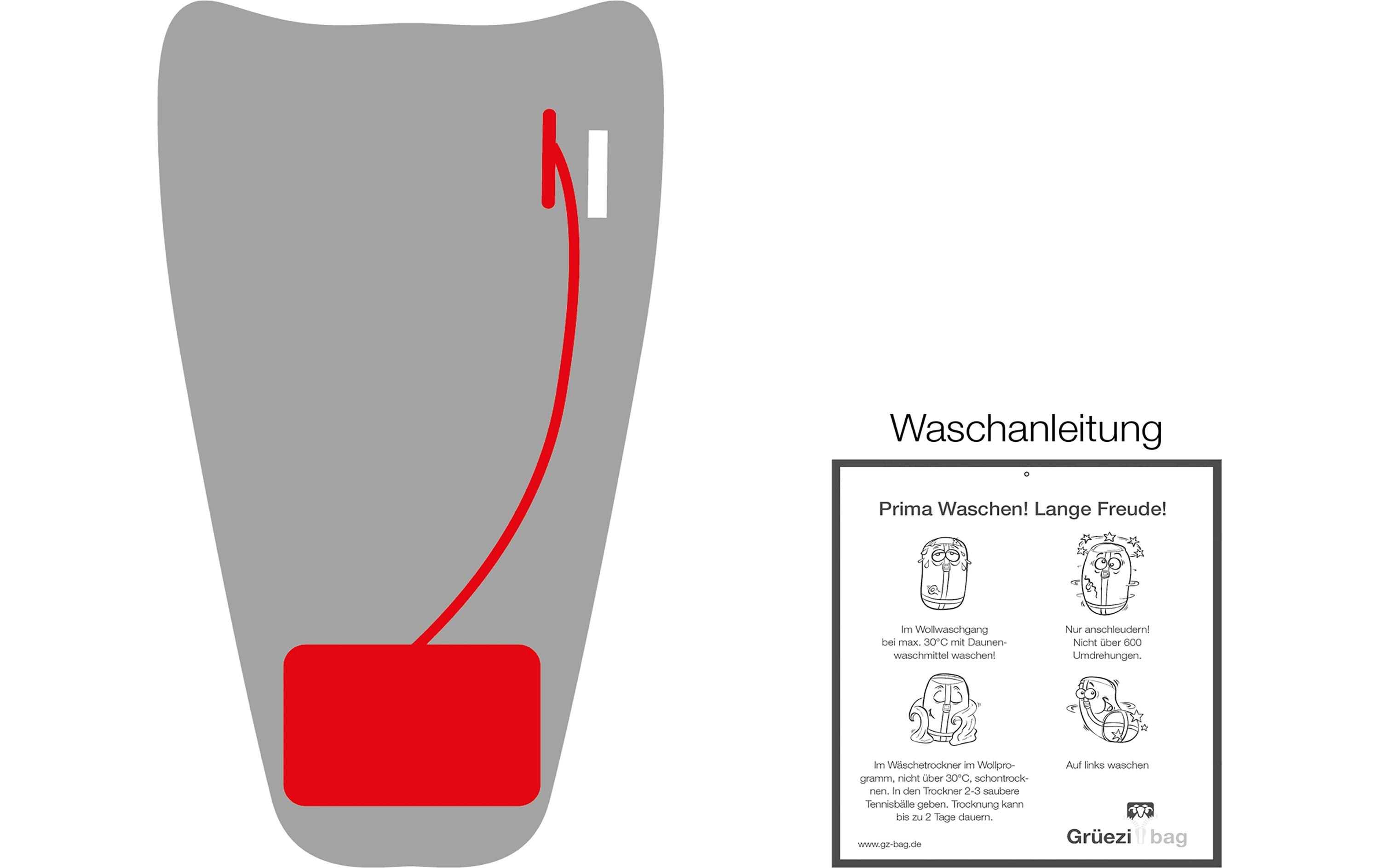 Grüezi Bag Leichtschlafsack Feater – Die Fuss-Heizung 200 cm, Grau