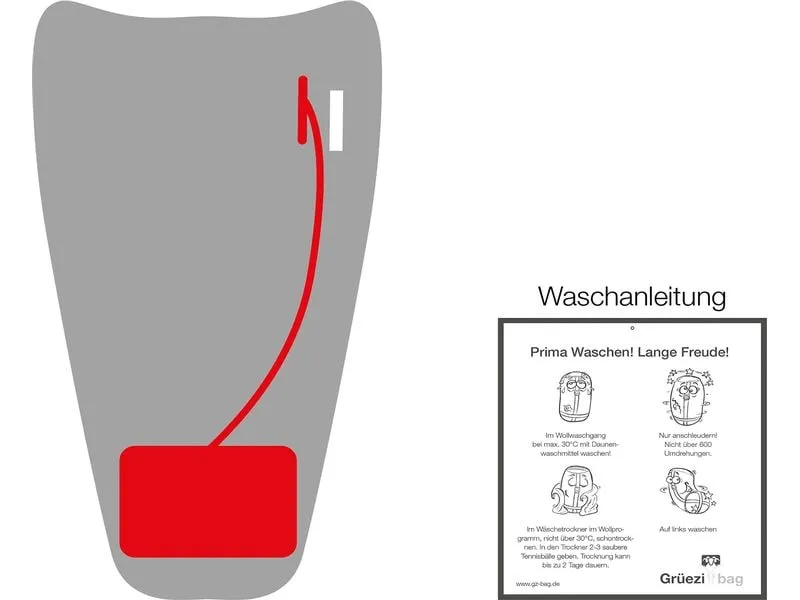 Grüezi Bag Leichtschlafsack Feater – Die Fuss-Heizung 200 cm, Grau