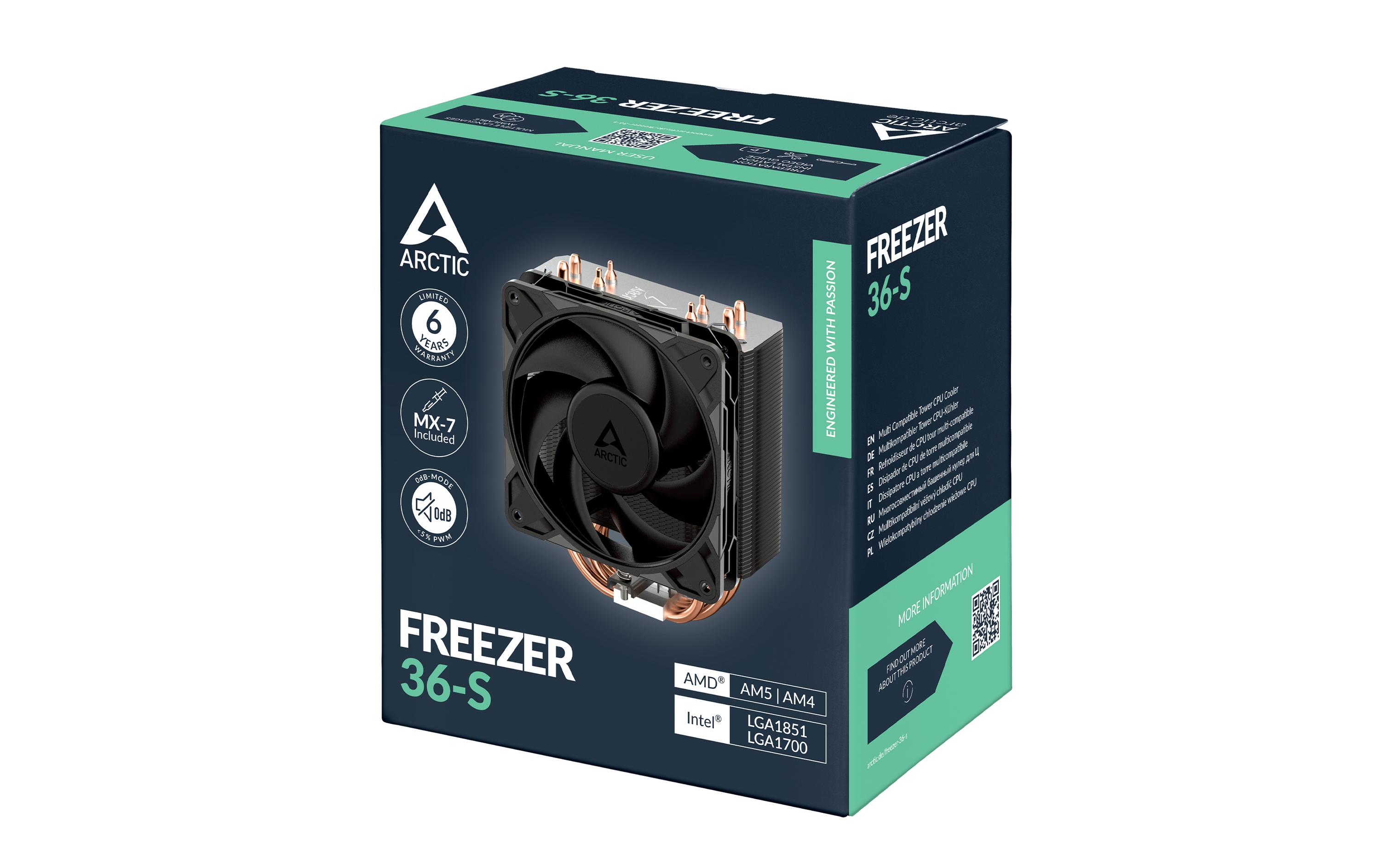 Arctic Cooling Freezer 36-S Edelstahl Schwarz 120 mm