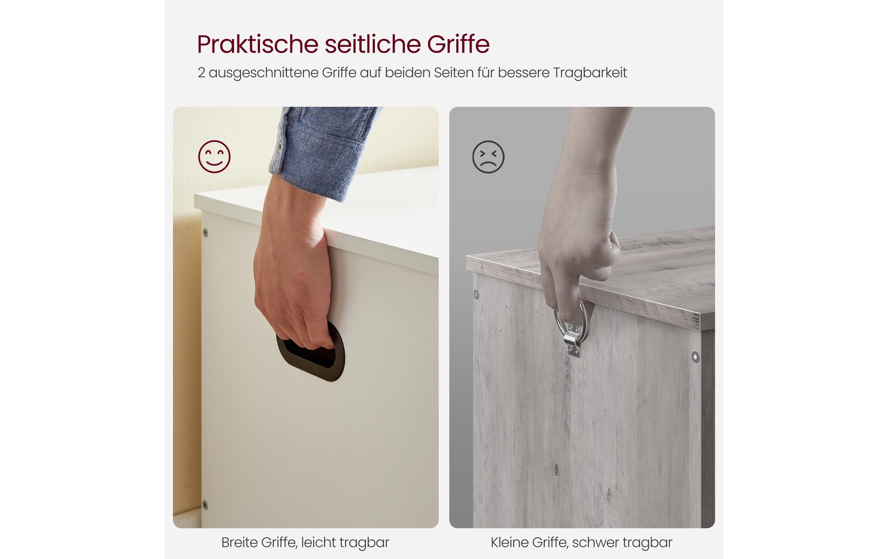 VASAGLE Sitztruhe im Landhausstil 100 x 40 x 46 cm, Weiss matt