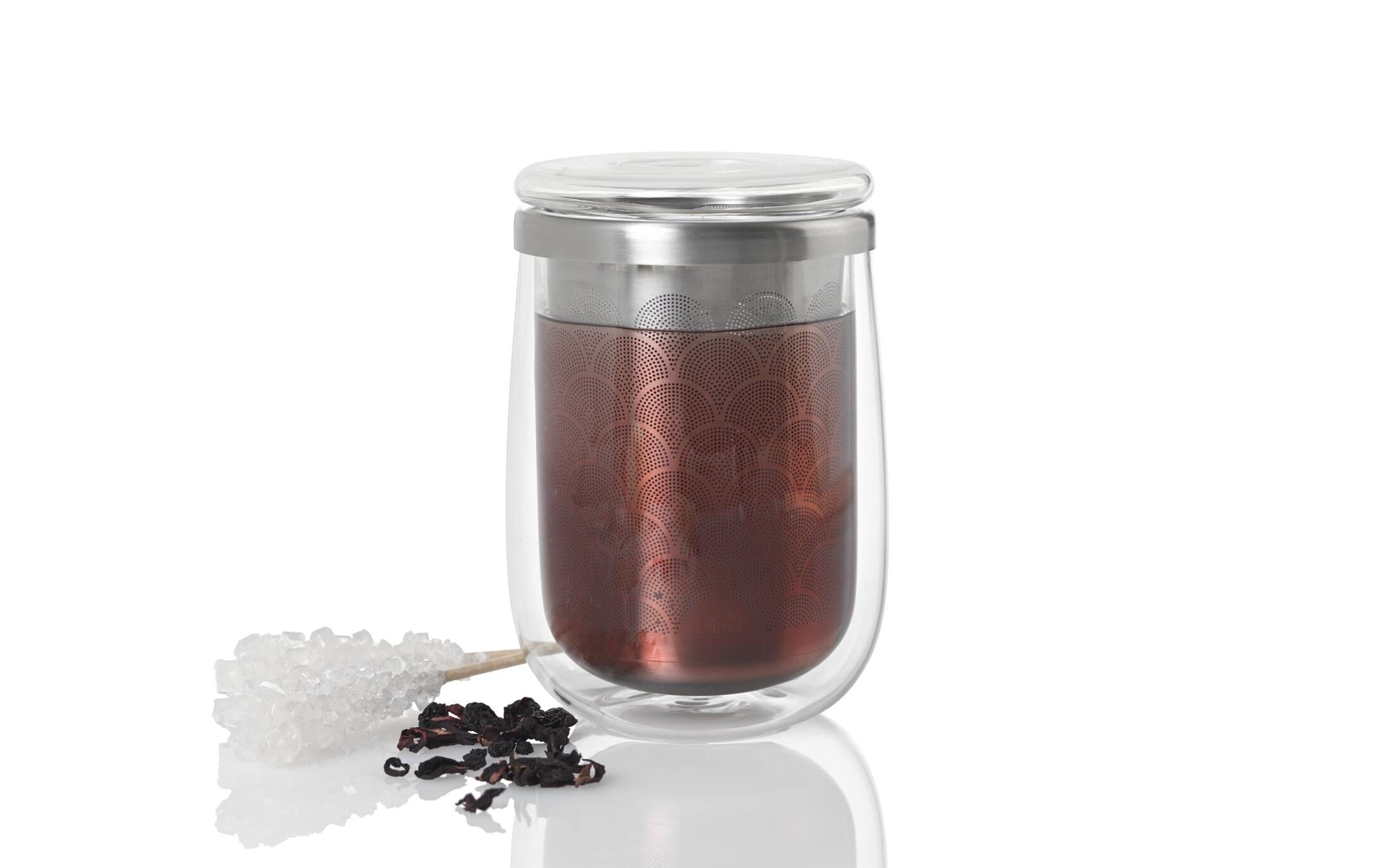 AdHoc Tee-Set Fusion Glass 400 ml, 1 Stück, Silber/Transparent