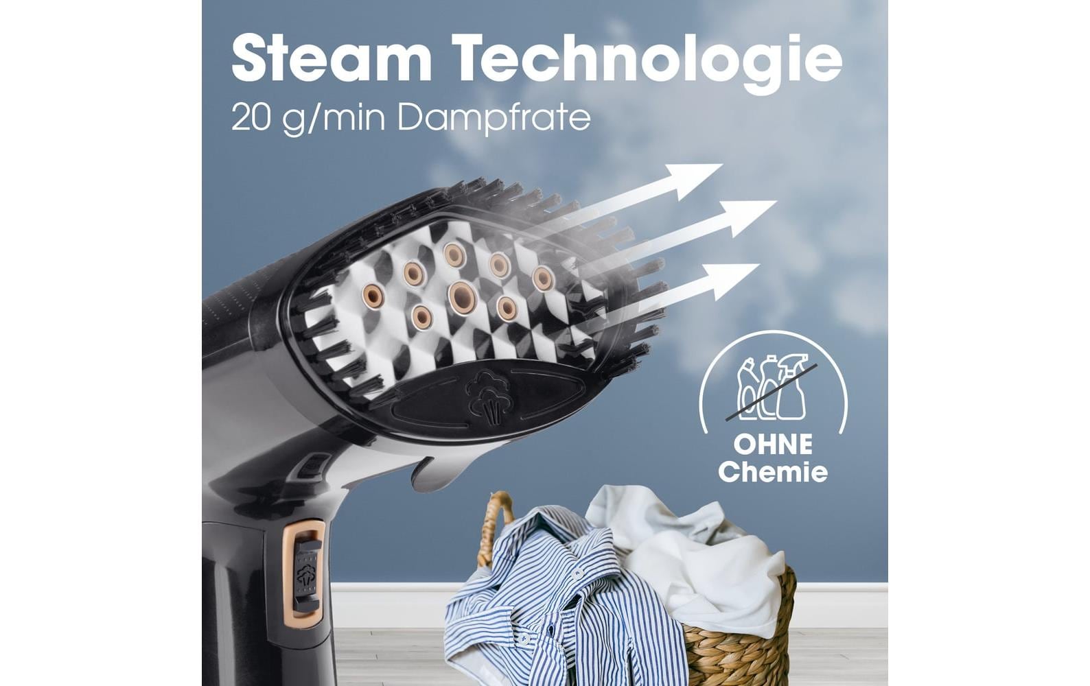 CLEANmaxx Dampfbürste 2-in-1 – 1600W schwarz 165 ml Tank 1600 W