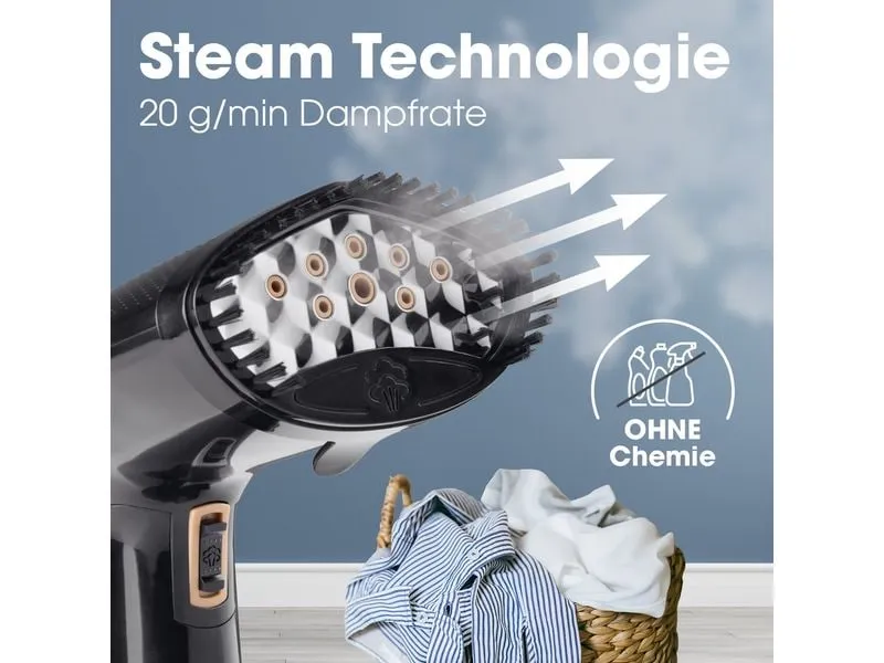CLEANmaxx Dampfbürste 2-in-1 – 1600W schwarz 165 ml Tank 1600 W CLEANmaxx Dampfbürste 2-in-1 – 1600W schwarz 165 ml Tank 1600 W