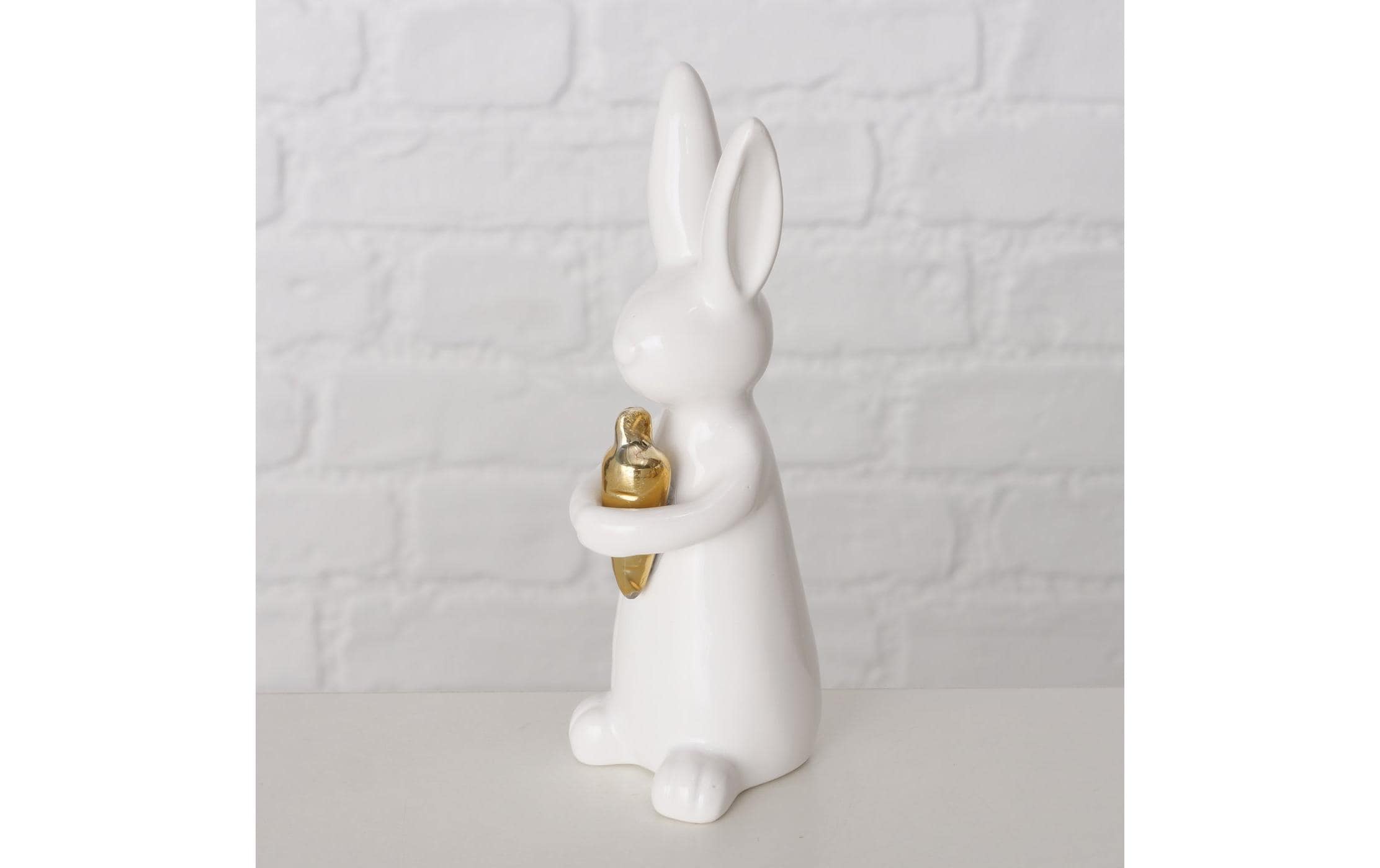 Boltze Aufsteller Hase Hopsi 15 cm, Keramik, Weiss