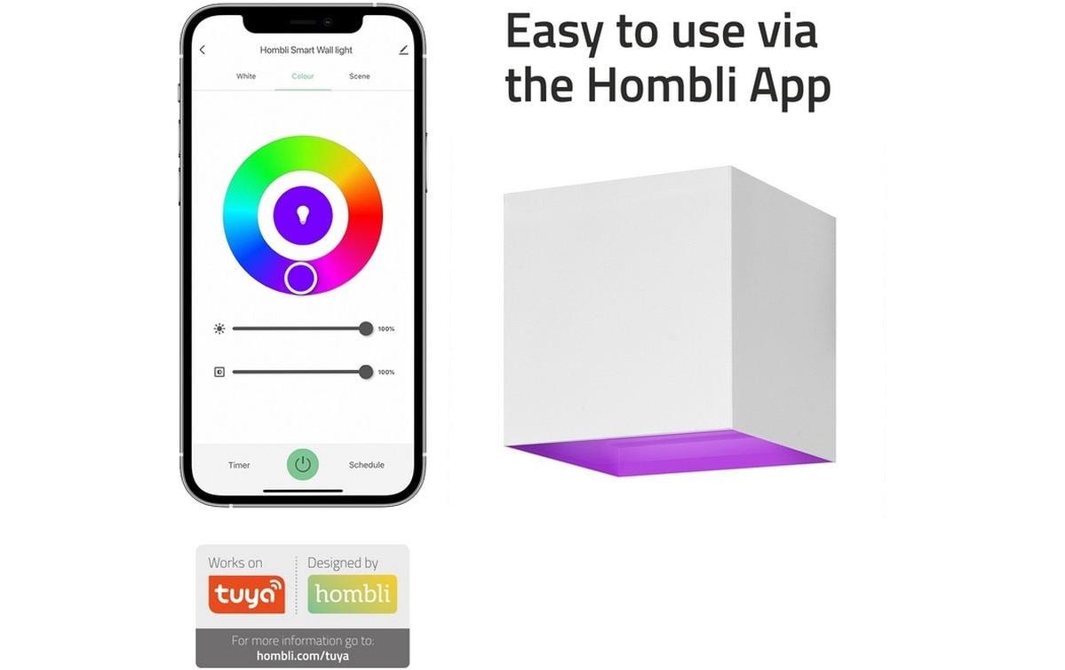 hombli Gartenleuchte Smart Wall Light 2 x 3W, RGB+CCT, Weiss