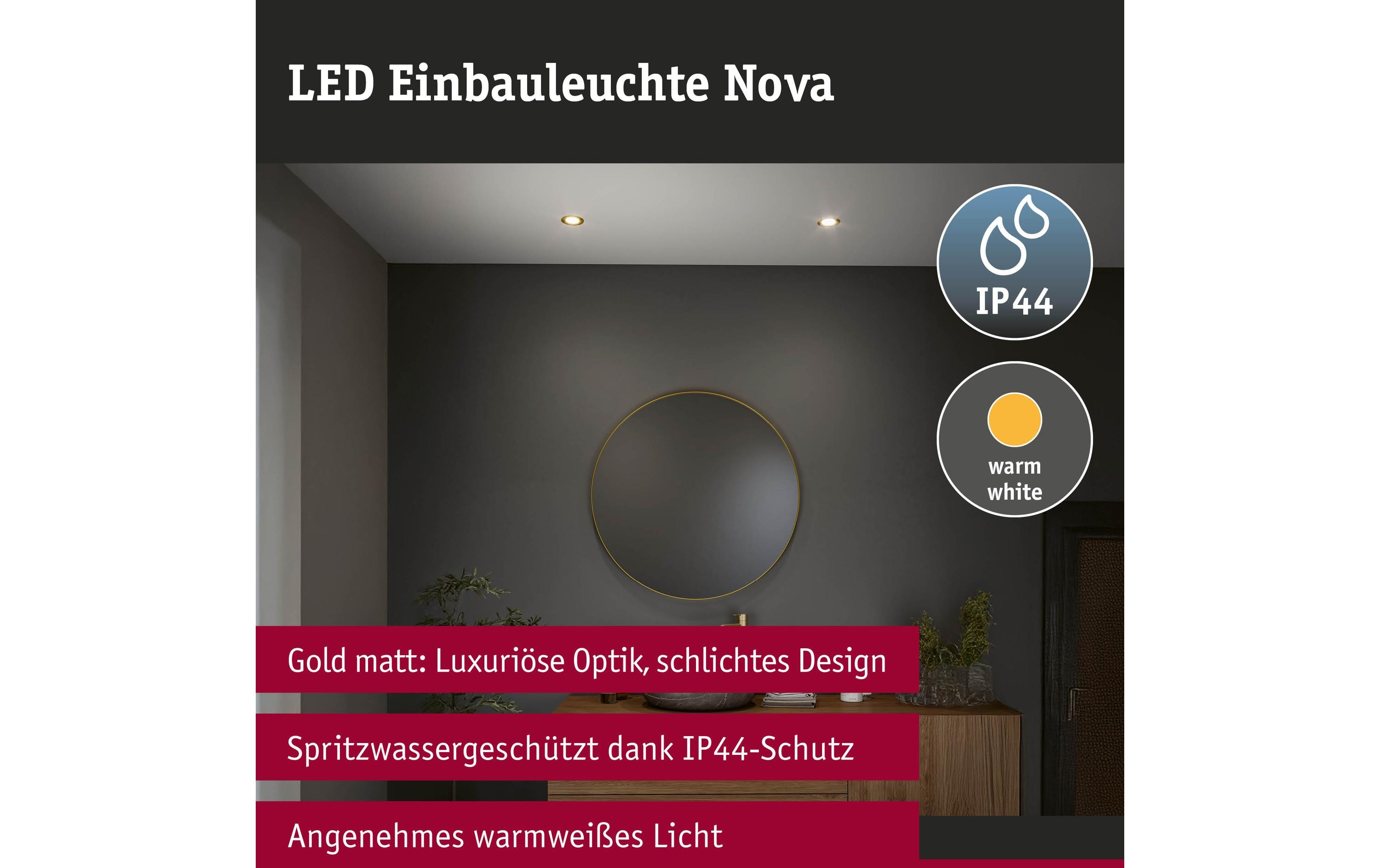 Paulmann Einbauleuchte LED Nova Coin Basisset starr 3-Step-Dim Gold Paulmann Einbauleuchte LED Nova Coin Basisset starr 3-Step-Dim Gold