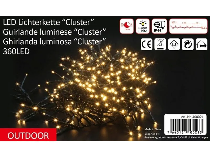 Dameco LED-Lichterkette Cluster 360 LED, 3.6 m, Outdoor Dameco LED-Lichterkette Cluster 360 LED, 3.6 m, Outdoor