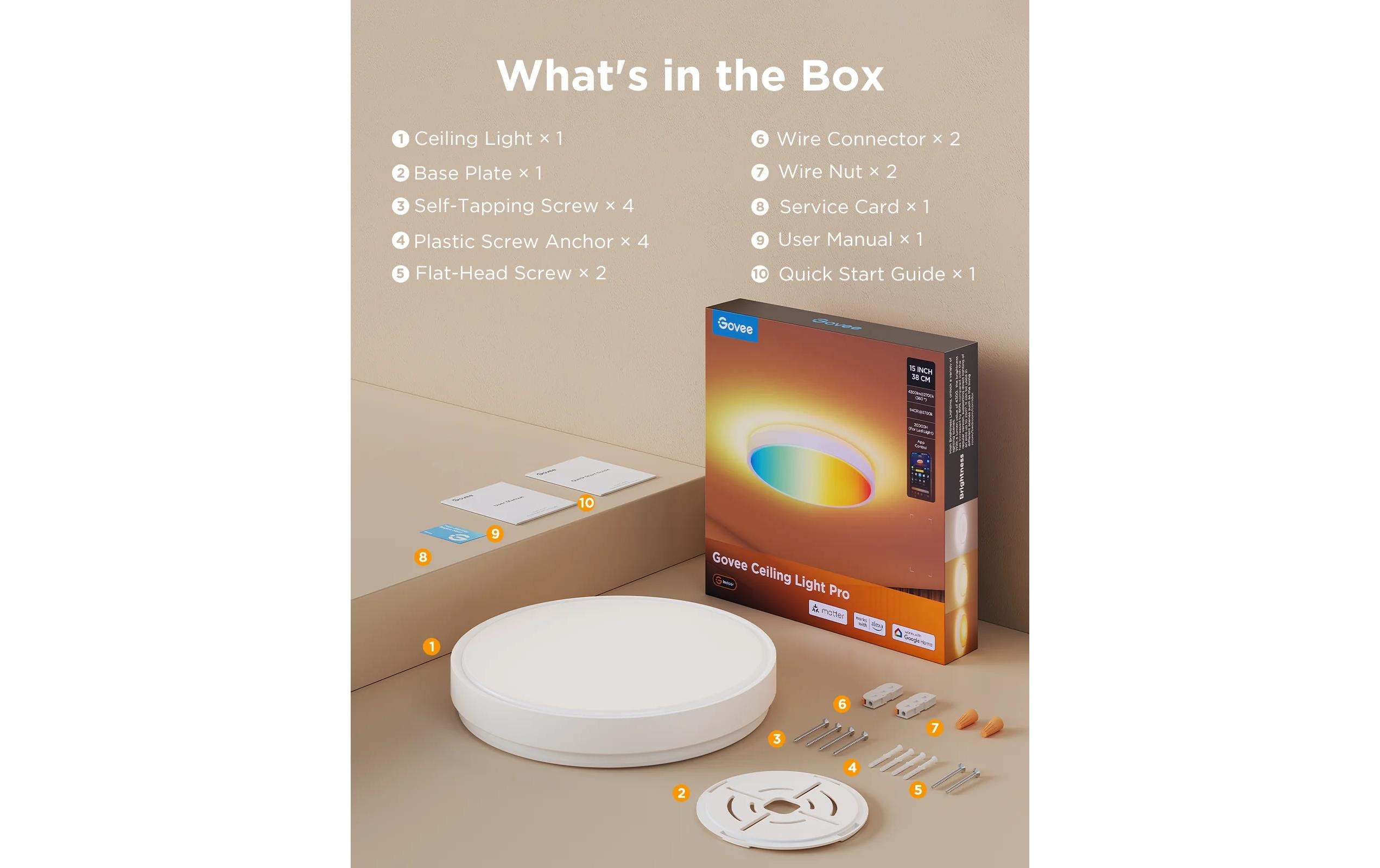 Govee Deckenleuchte 38 cm, 24 W, 3500 lm, RGBIC + WW