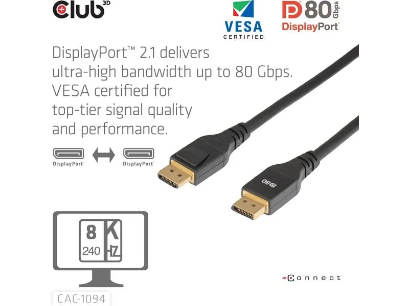 Club 3D Kabel CAC-1094 DisplayPort - DisplayPort, 2 m Club 3D Kabel CAC-1094 DisplayPort - DisplayPort, 2 m