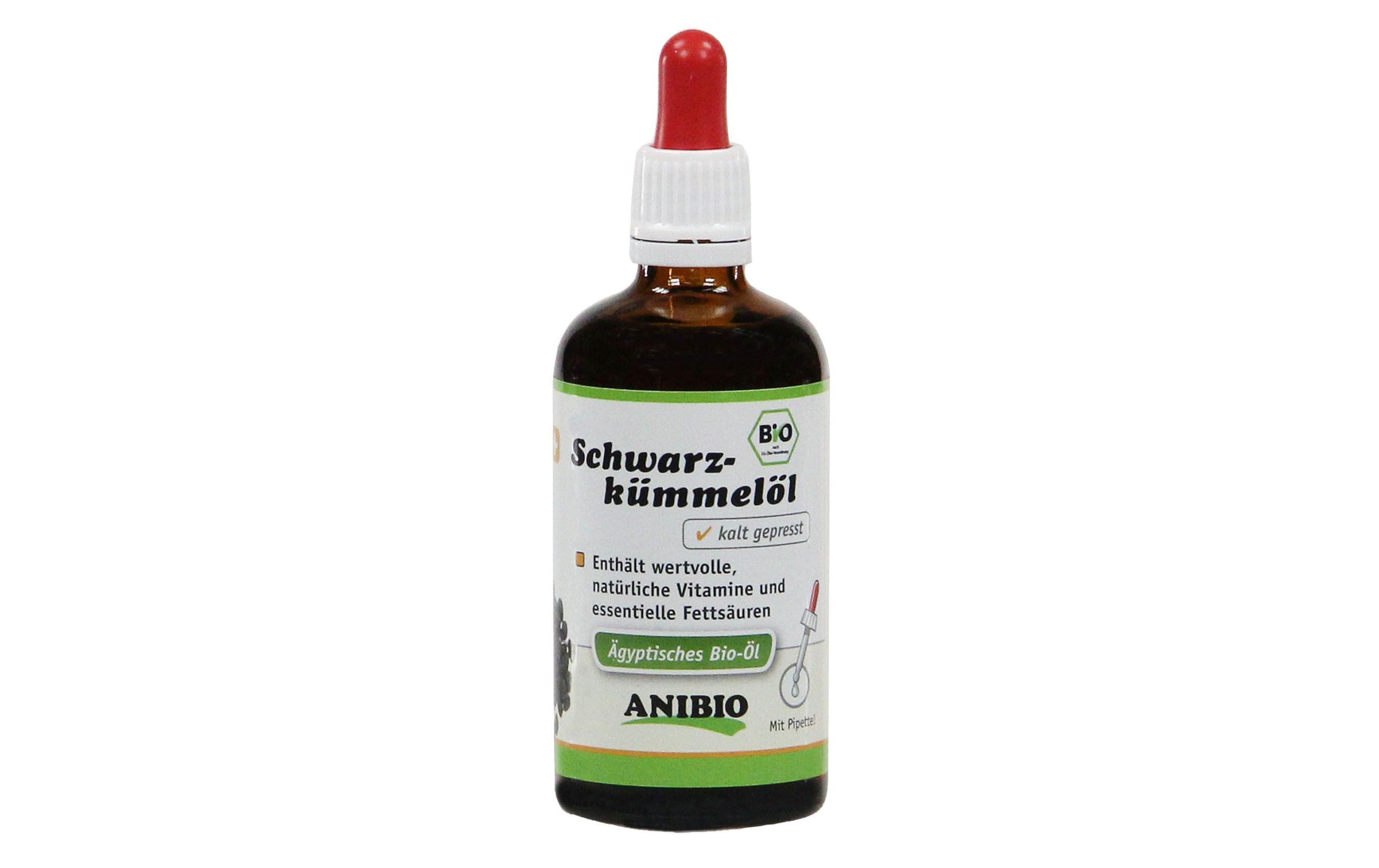 Anibio Hunde-Nahrungsergänzung BIO Schwarzkümmelöl, 100 ml Anibio Hunde-Nahrungsergänzung BIO Schwarzkümmelöl, 100 ml