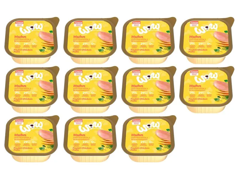 WOW Nassfutter Junior Huhn Schale, 11 x 150 g