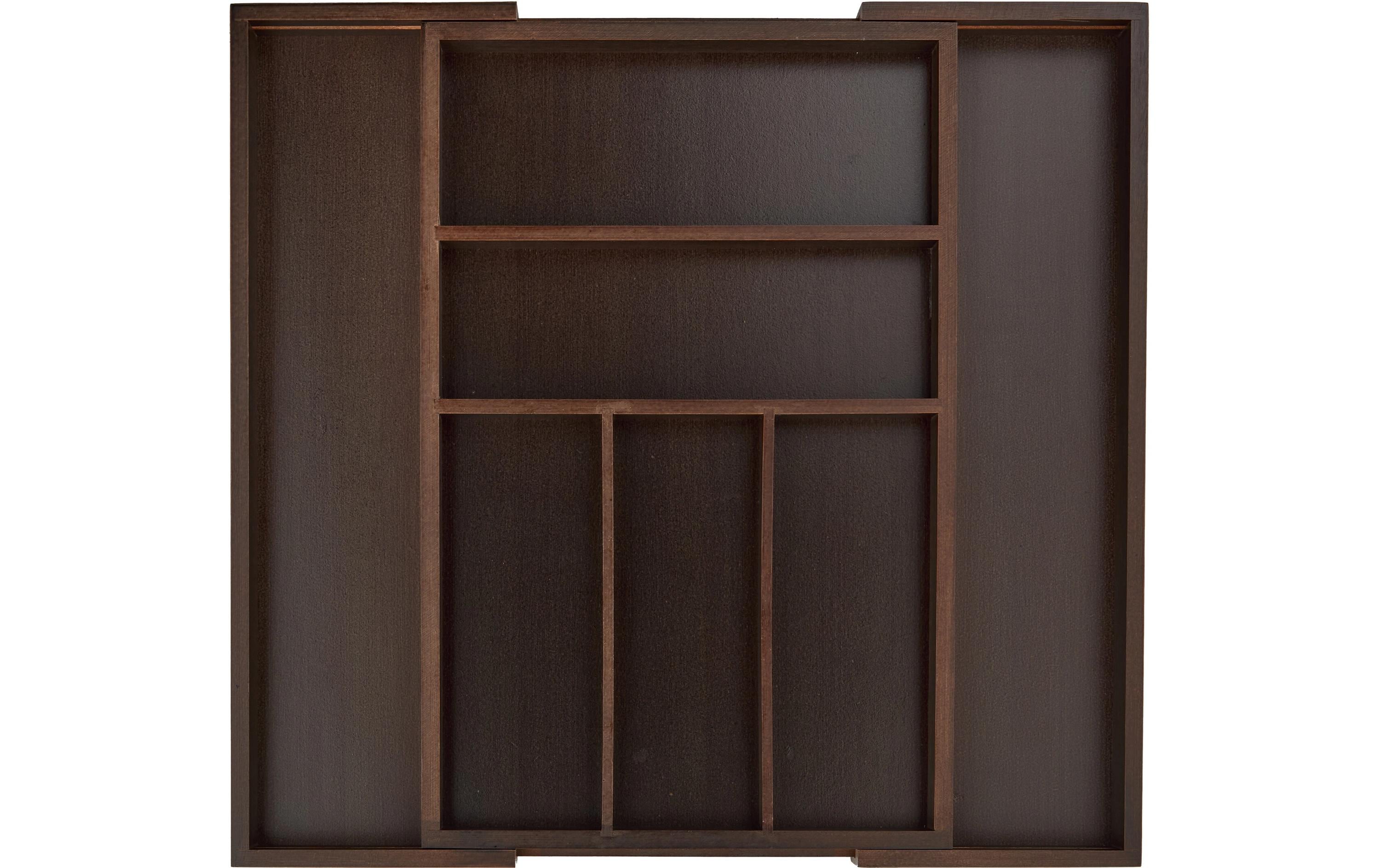 relaxdays Besteckkasten ausziehbar Dunkelbraun