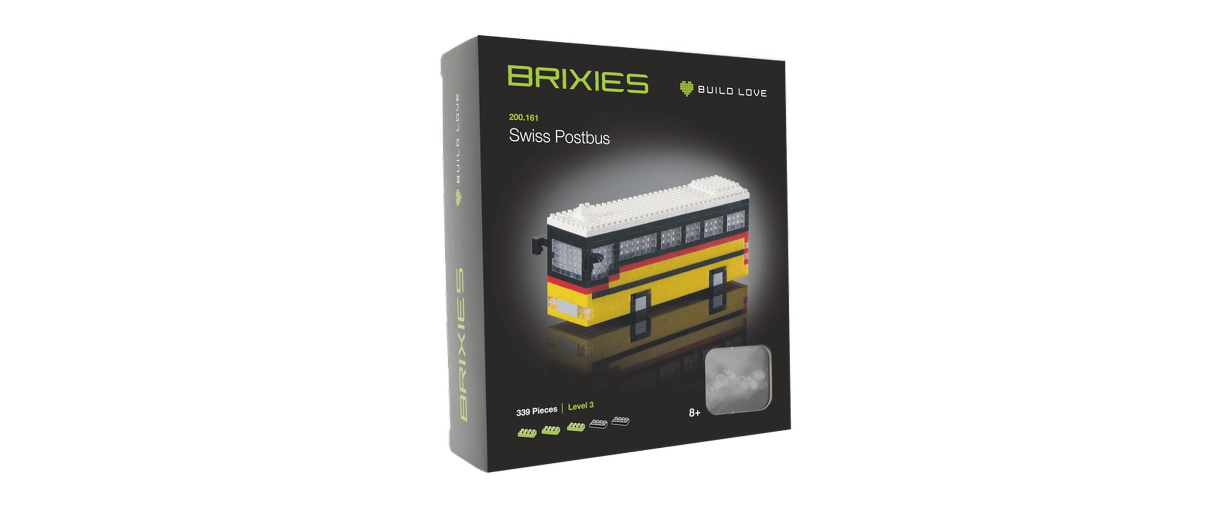 BRIXIES Bausteinmodell Schweizer Postauto aus 339 Bausteinen
