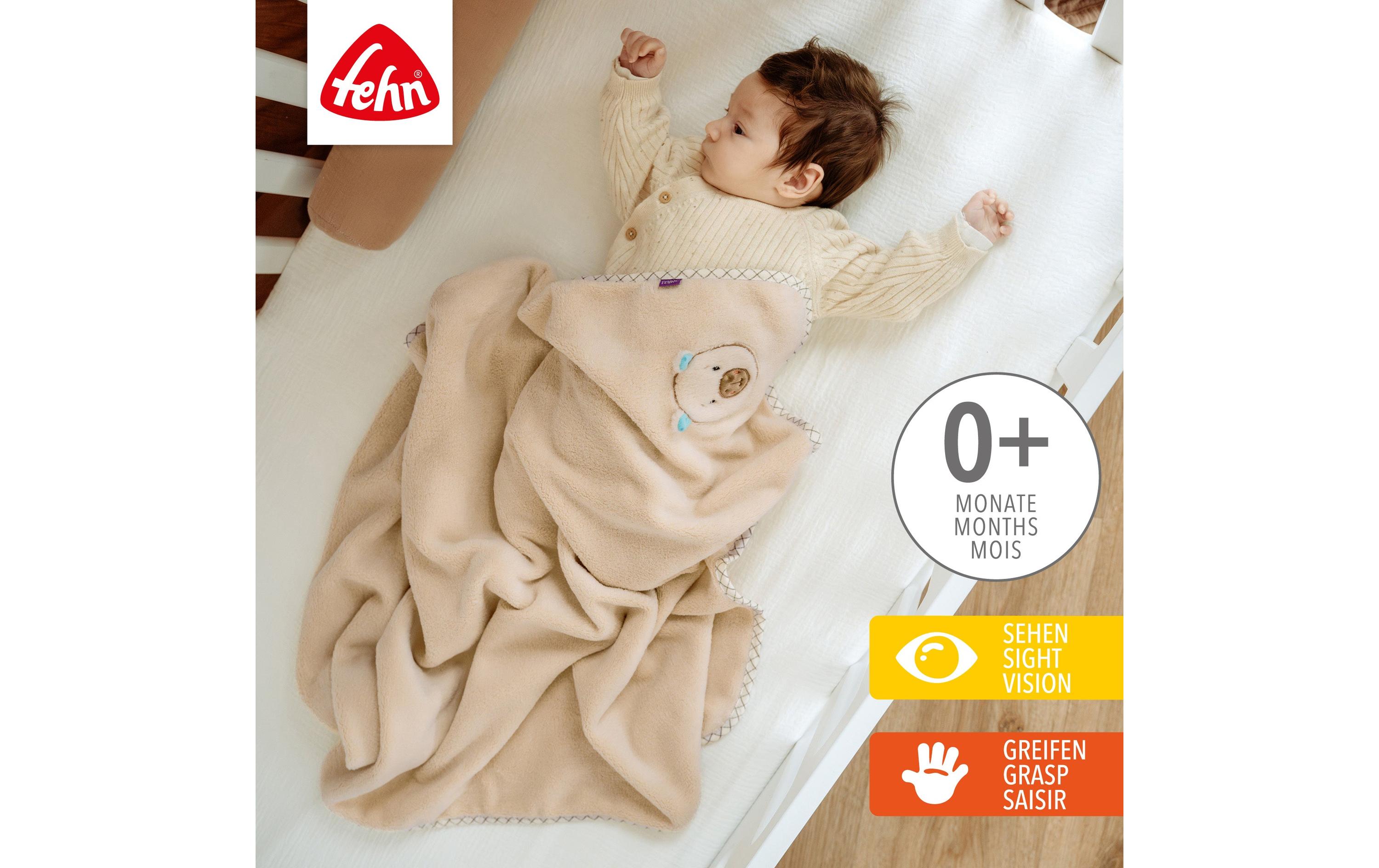fehn Kuscheldecke Capybara, Beige, Plüsch, 100 x 75 cm