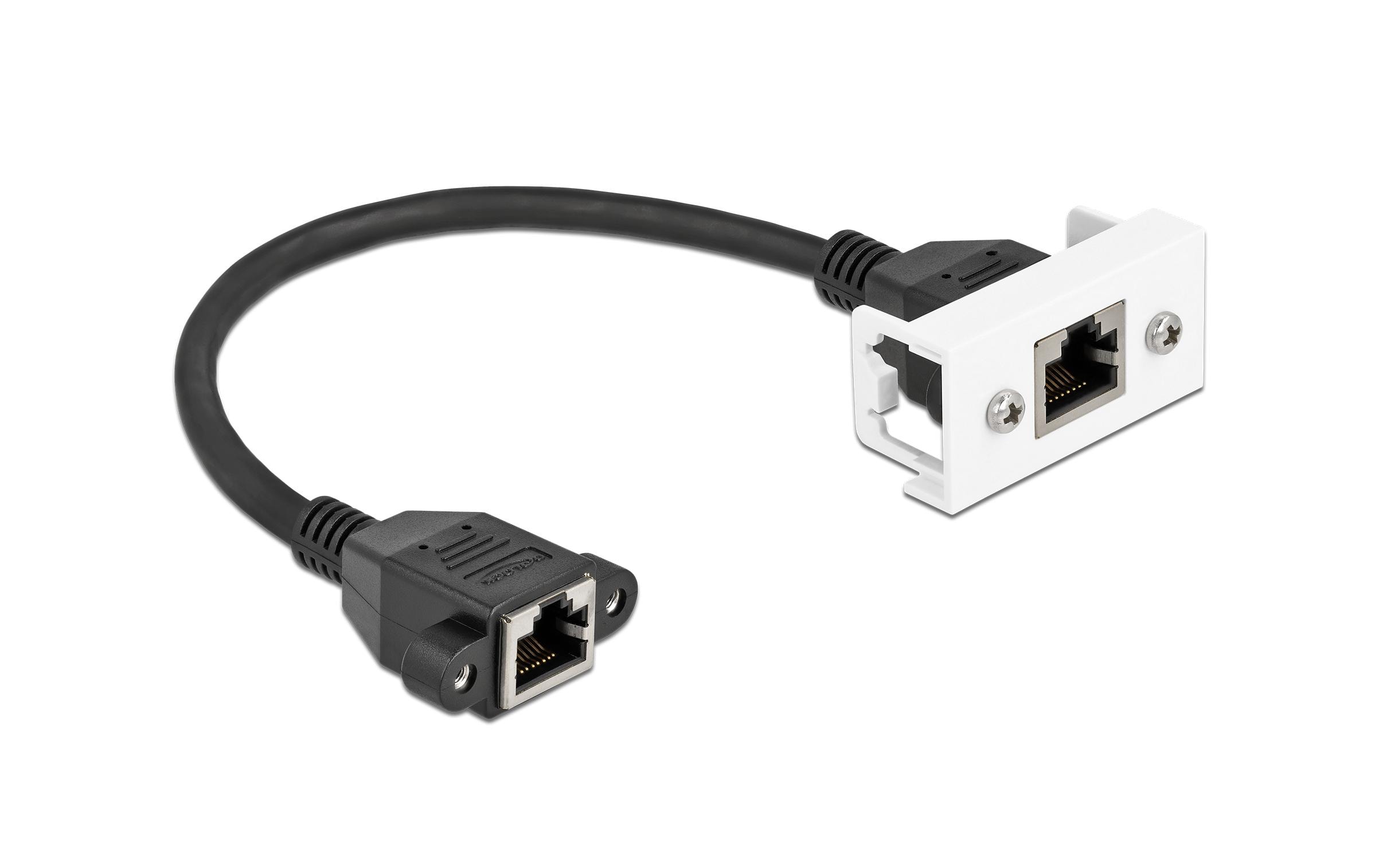 Delock Patchkabel für Easy 45 Modul Cat 6A, S/FTP, 0.25 m, Schwarz Delock Patchkabel für Easy 45 Modul Cat 6A, S/FTP, 0.25 m, Schwarz