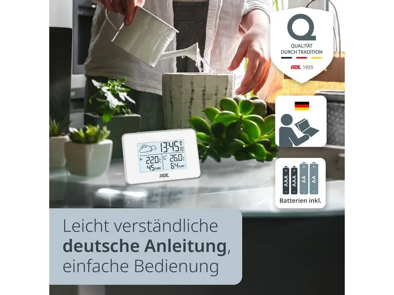ADE Wetterstation mit Funk-Aussensensor Weiss ADE Wetterstation mit Funk-Aussensensor Weiss