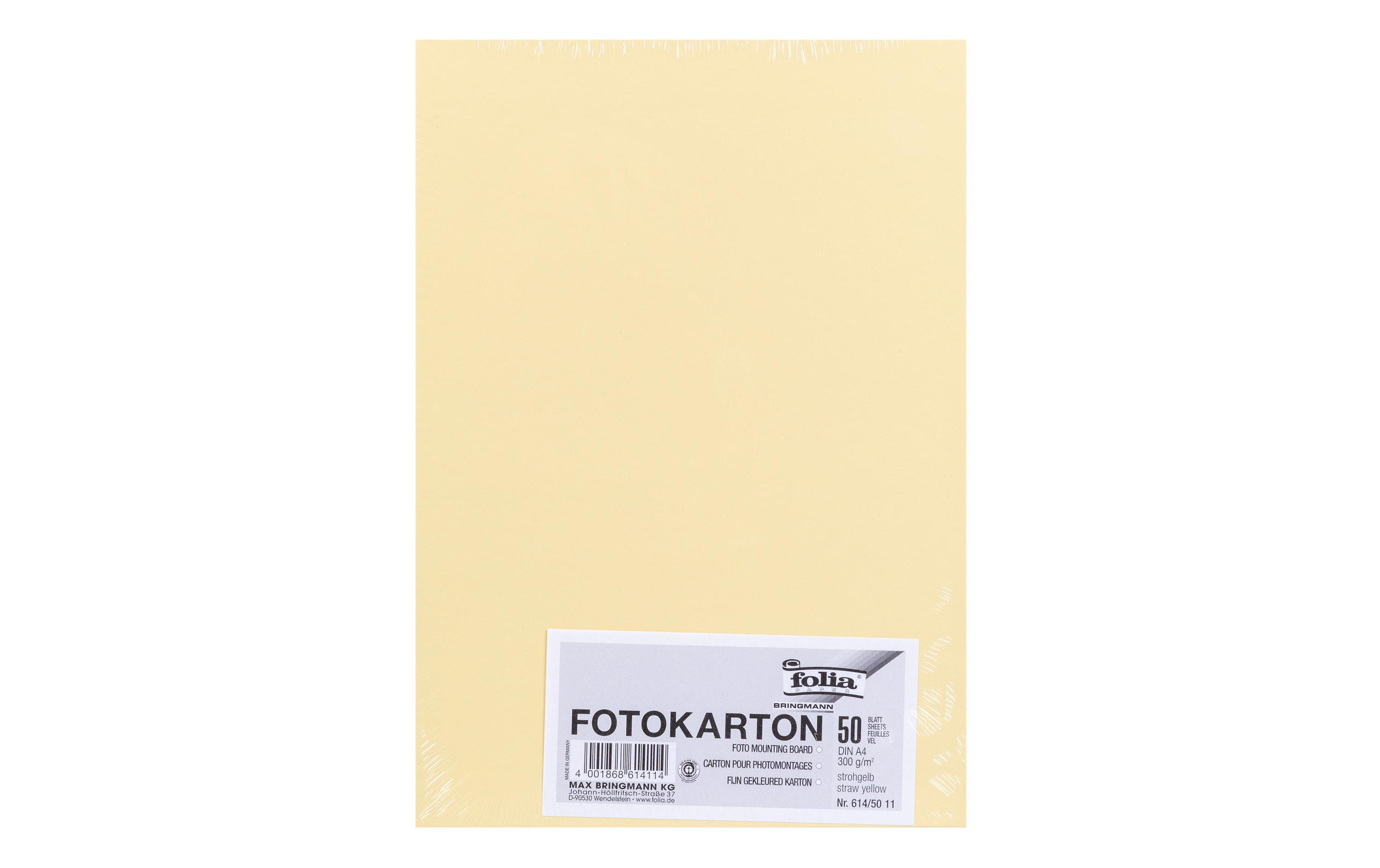 Folia Fotokarton A4, 300 g/m², 50 Blatt, Strohgelb