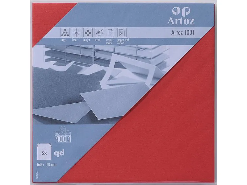 Artoz Couvert 1001, 16 x 16 cm, 5 Stück, Rot Artoz Couvert 1001, 16 x 16 cm, 5 Stück, Rot