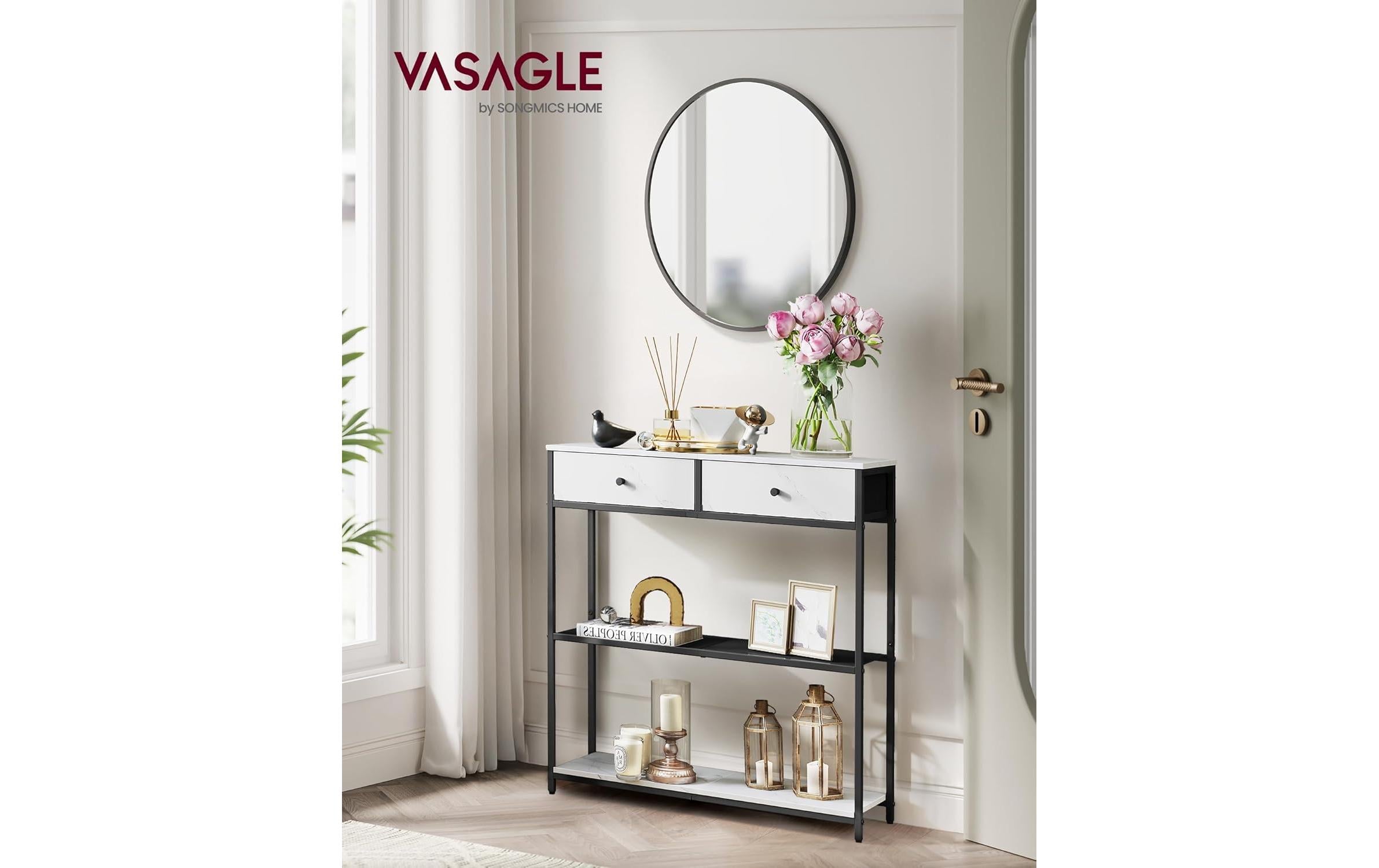 VASAGLE Konsolentisch 24 x 79.9 cm, Weiss/Schwarz