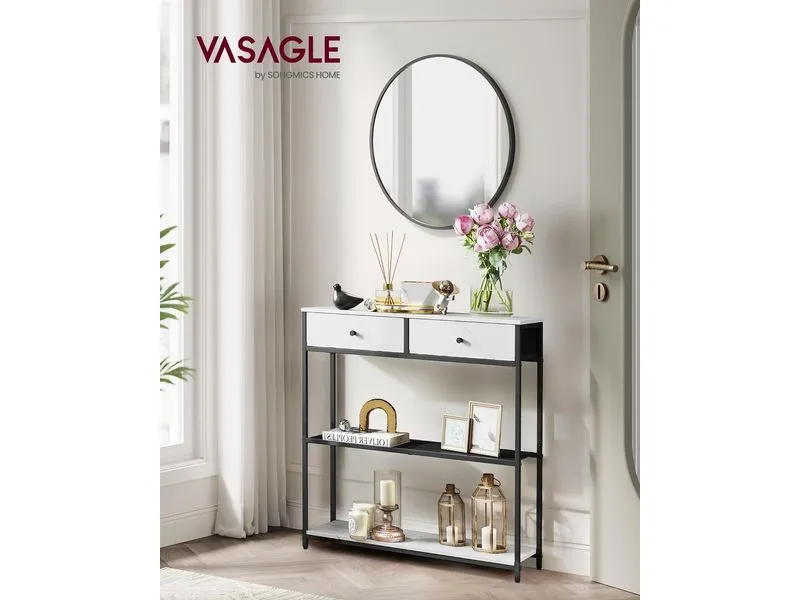 VASAGLE Konsolentisch 24 x 79.9 cm, Weiss/Schwarz