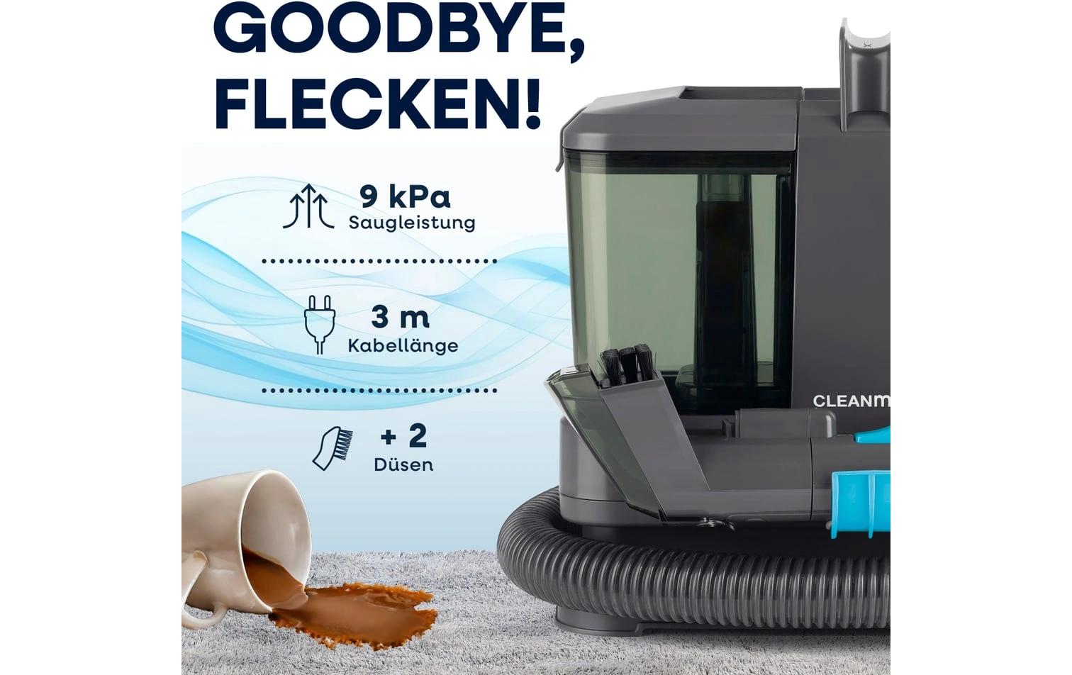 CLEANmaxx Teppichreiniger mit CH-Stecker 350 W, Grau/Blau