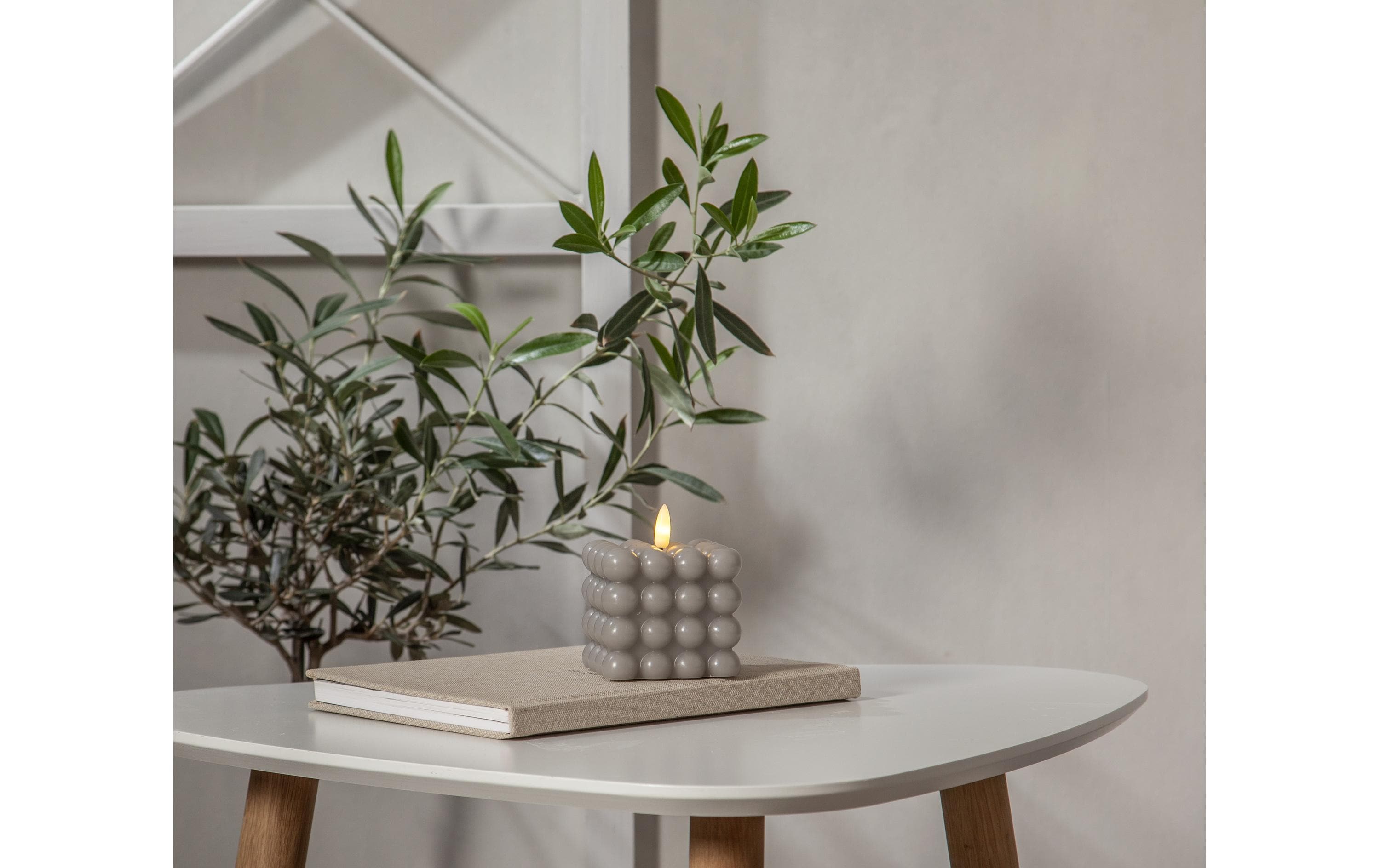 Star Trading LED-Kerze Flamme Dot, 7.5 x 7.5 x 9.5 cm, Grau