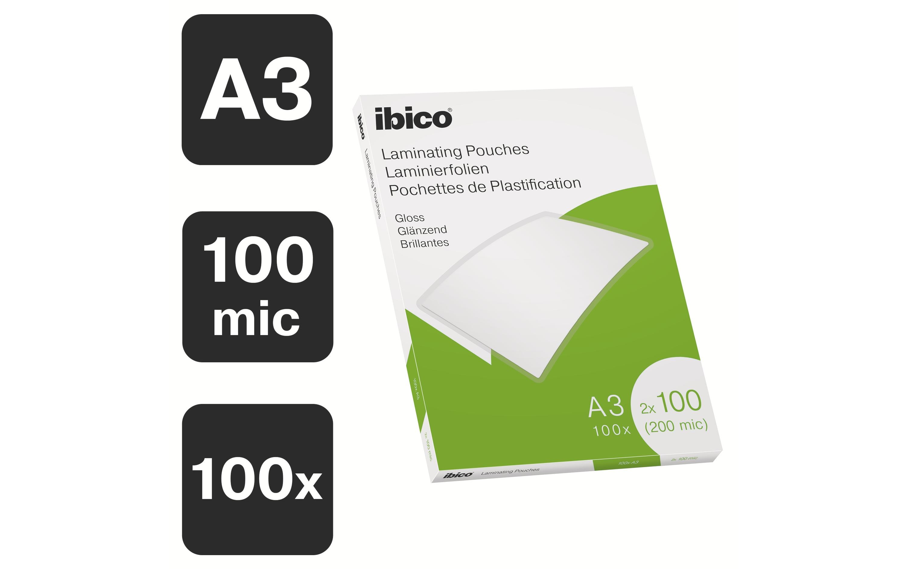 Ibico Laminierfolie A3, 100 µm, 100 Stück, Glänzend