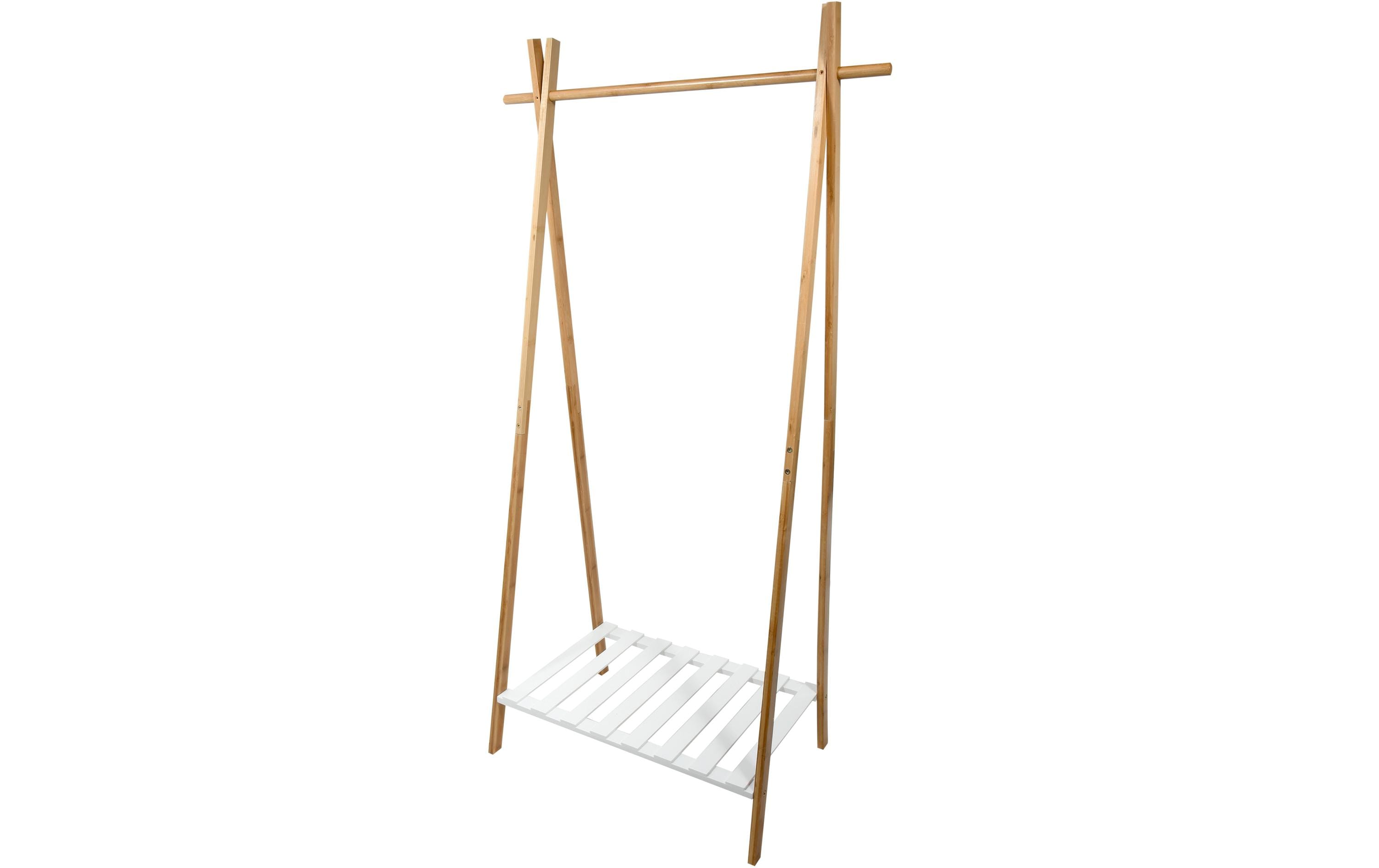 MSV Garderobenständer Mia 64 x 44 x 160.5 cm, Nature/Weiss