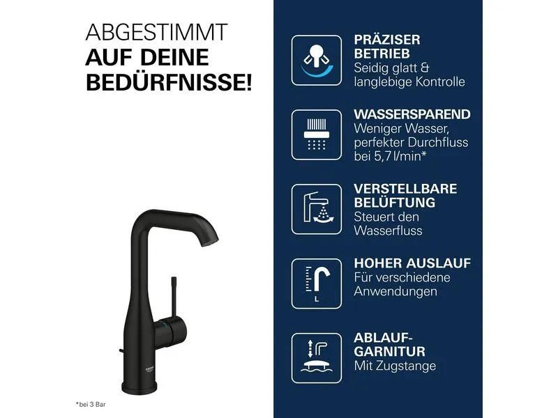 GROHE Essence New Einhebelmischer L-Size mit Ablaufgarnitur